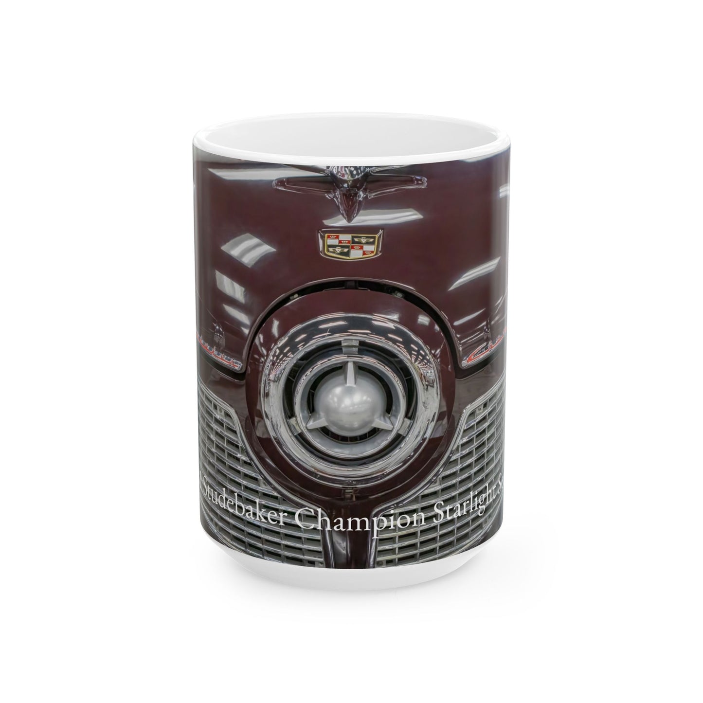 Vintage Classic Car Ceramic Mug, 1951 Studebaker Champion Starlight Sedan Grill Badge, Coffee Cup Gift Idea, Retro Auto Enthusiast Gift, ,