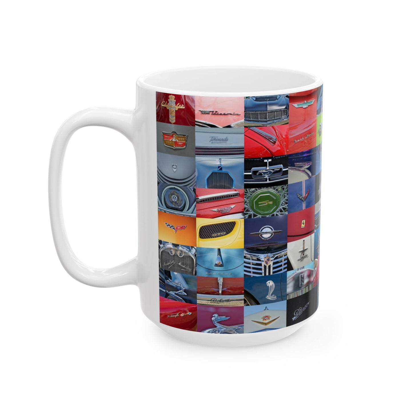 Vintage Car Logos Ceramic Mug, Classic Car Collector Gift, Retro Automobile Enthusiast Cup, Auto Lover Present, Gift for Car Buff, Garage