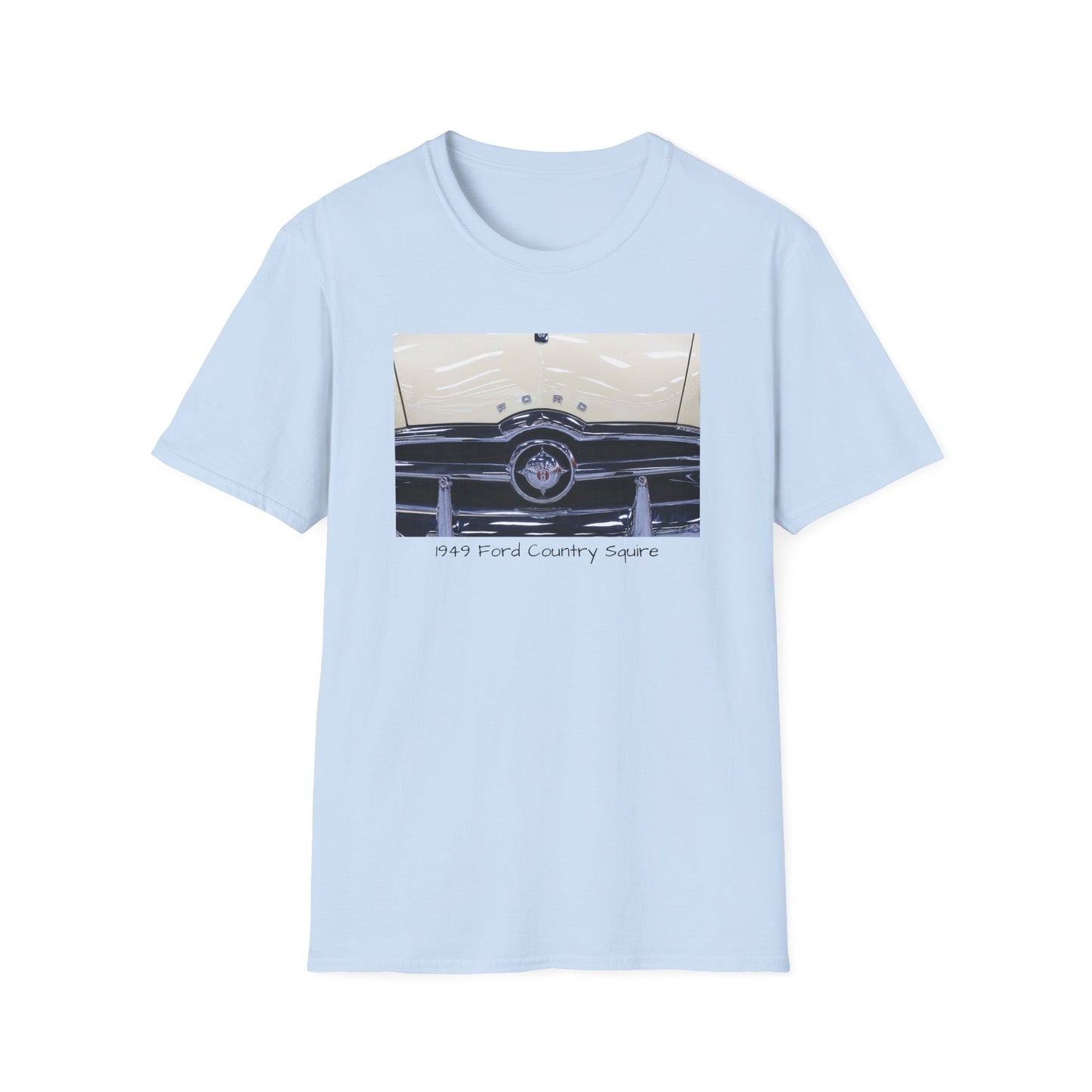 Vintage Car Grill Unisex Softstyle T-Shirt with 1949 Ford Country Squire Design