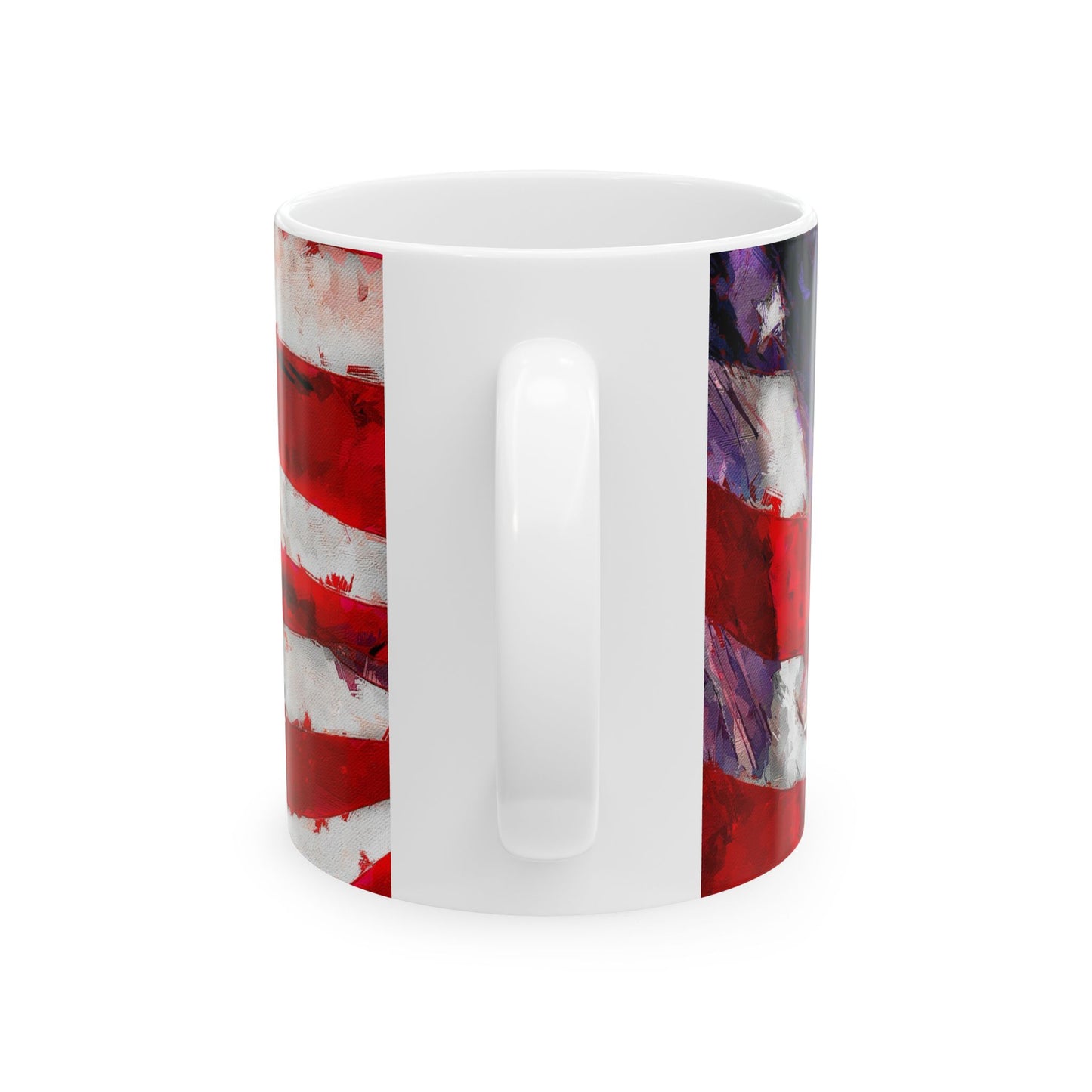 Long May It Wave patriotic American flag painting for ceramic mugs. (11oz, 15oz)