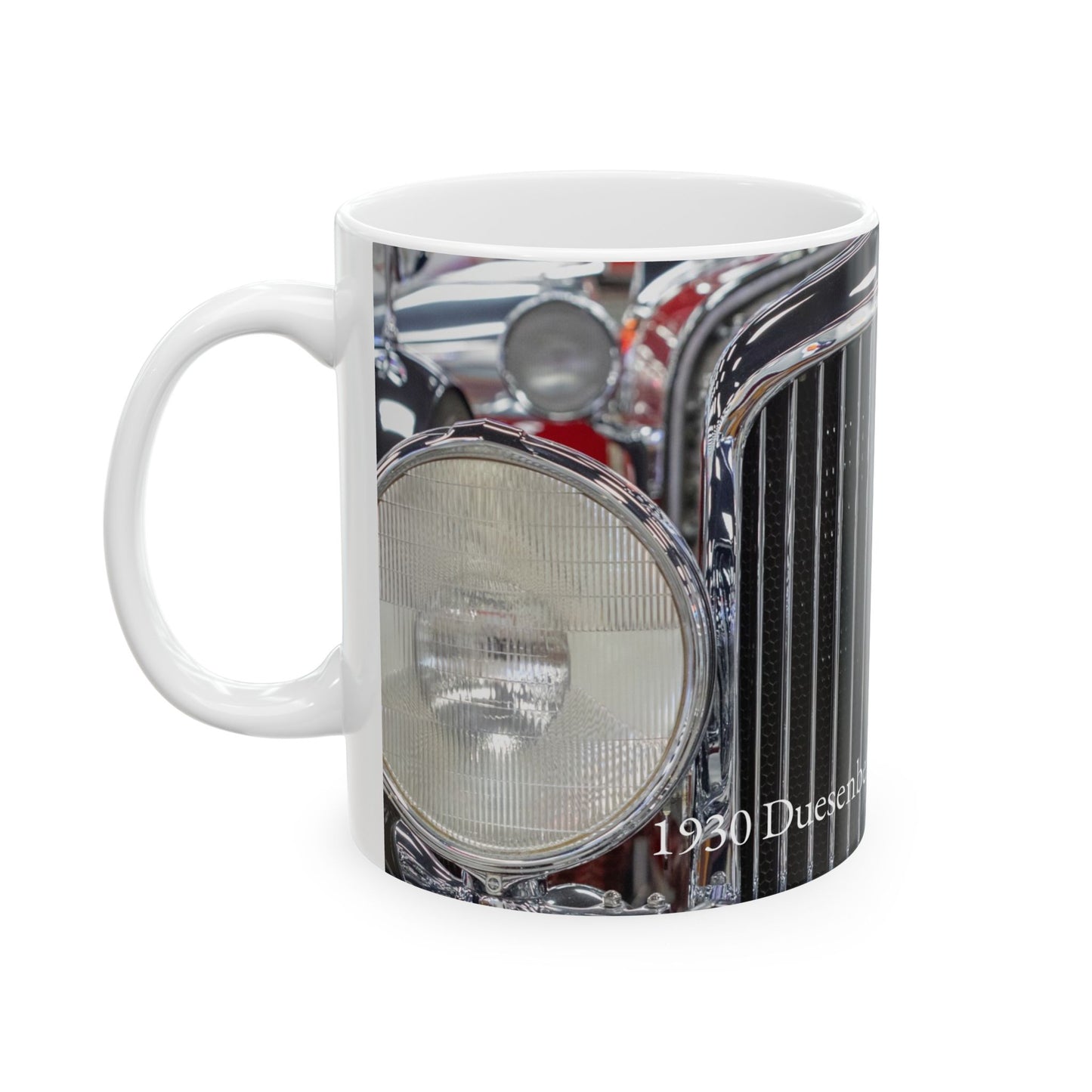 Vintage Car Ceramic Mug, 1930 Duesenberg Model J Torpedo grill and headlights, Coffee Cup, Tea Mug, Gift for Car Enthusiasts, Classic Car