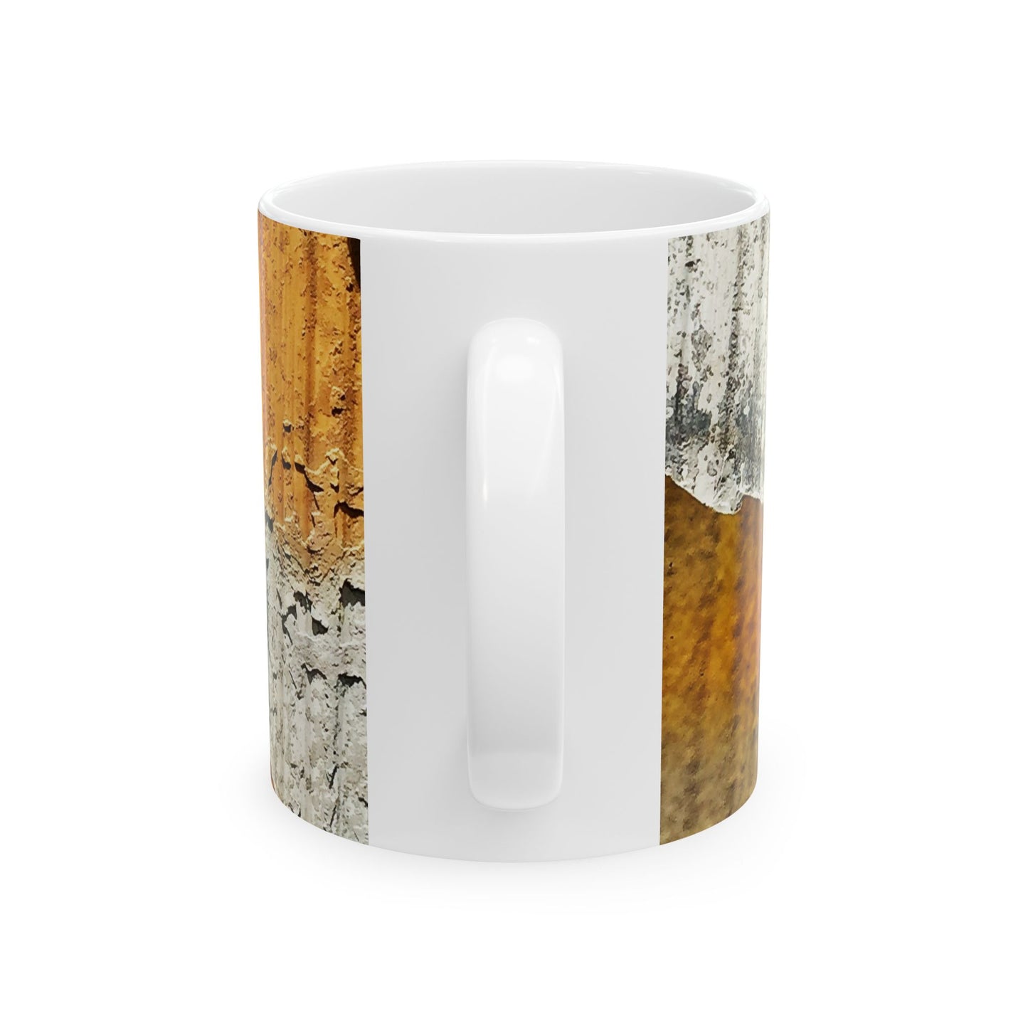 Textured paint on old metal design ceramic mug, (11oz, 15oz)