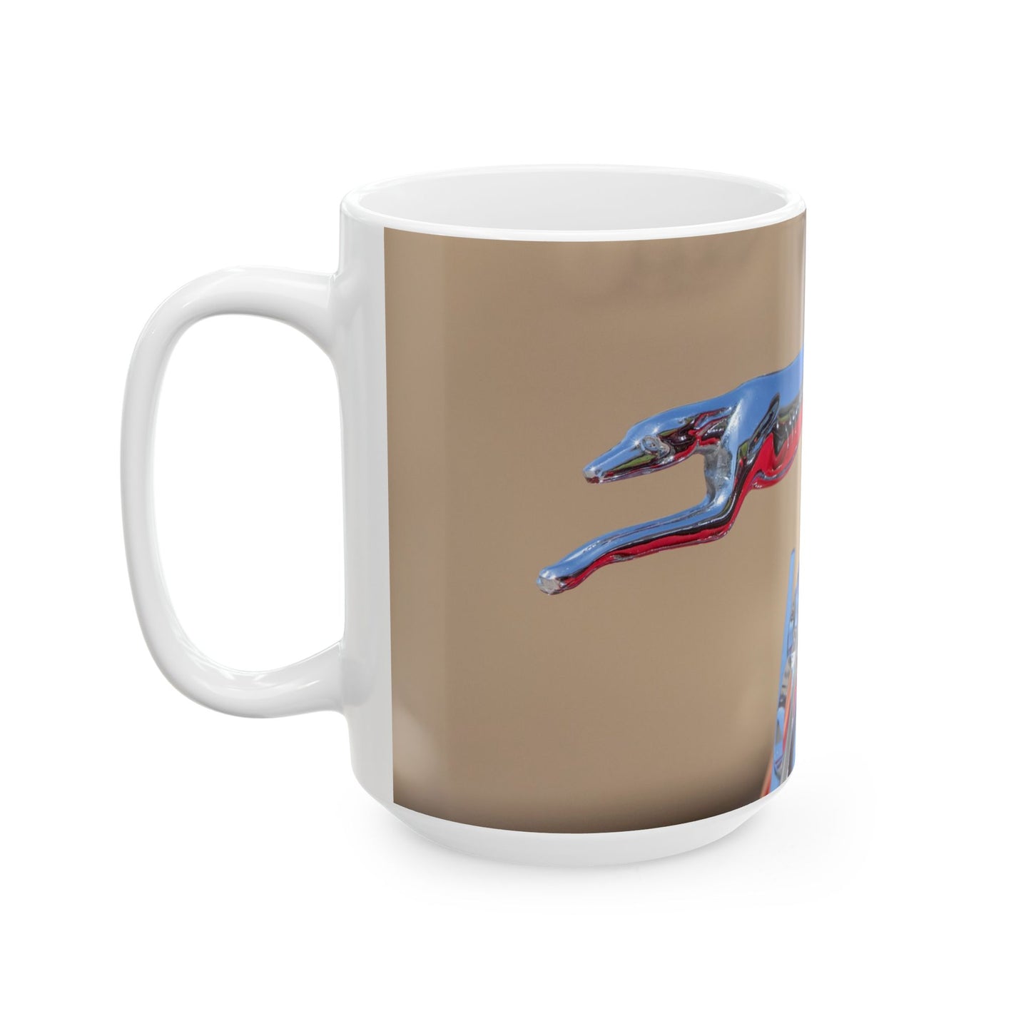 Lincoln V8 Classic Car Greyhound Hood Ornament now on 11 or 15oz Ceramic Mugs, Perfect for Your Favorite Car Guy.
