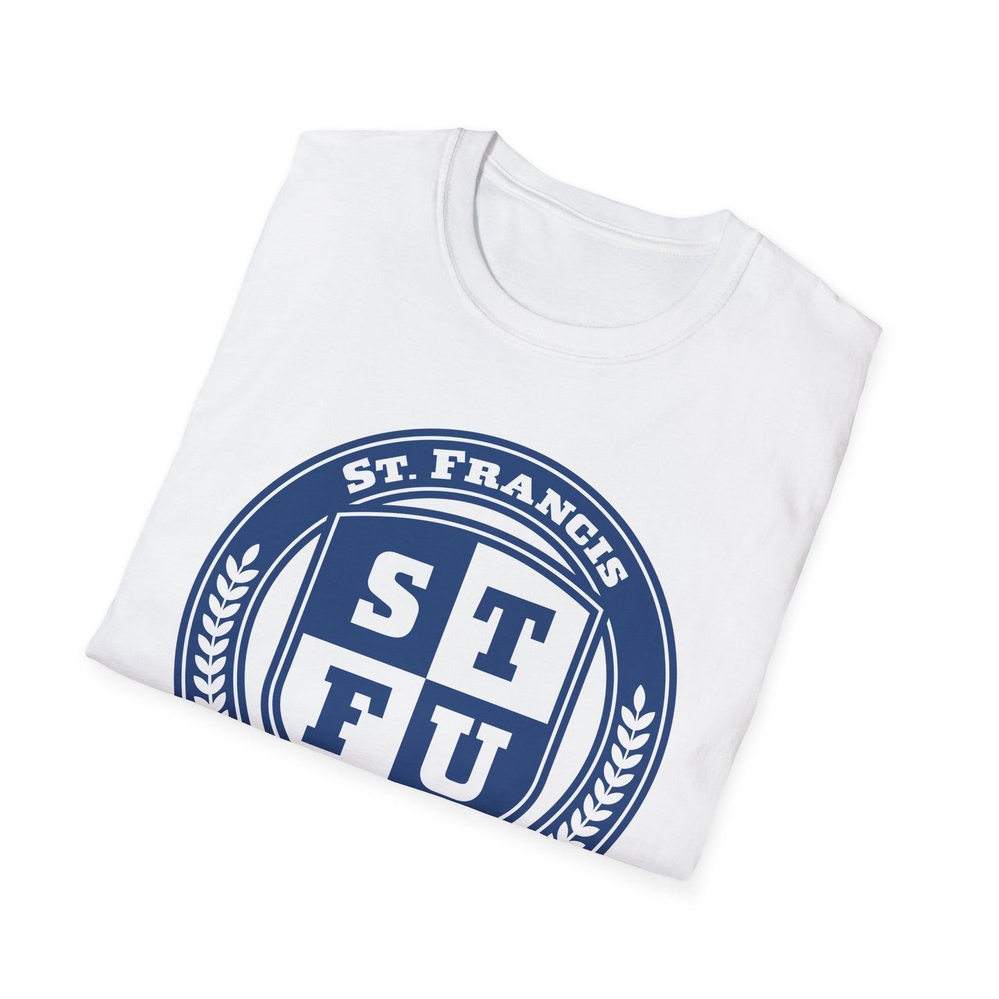 STFU St. Francis University Fictional Crest Plays on Contemporary T-Shirt Abbreviation and Adornment