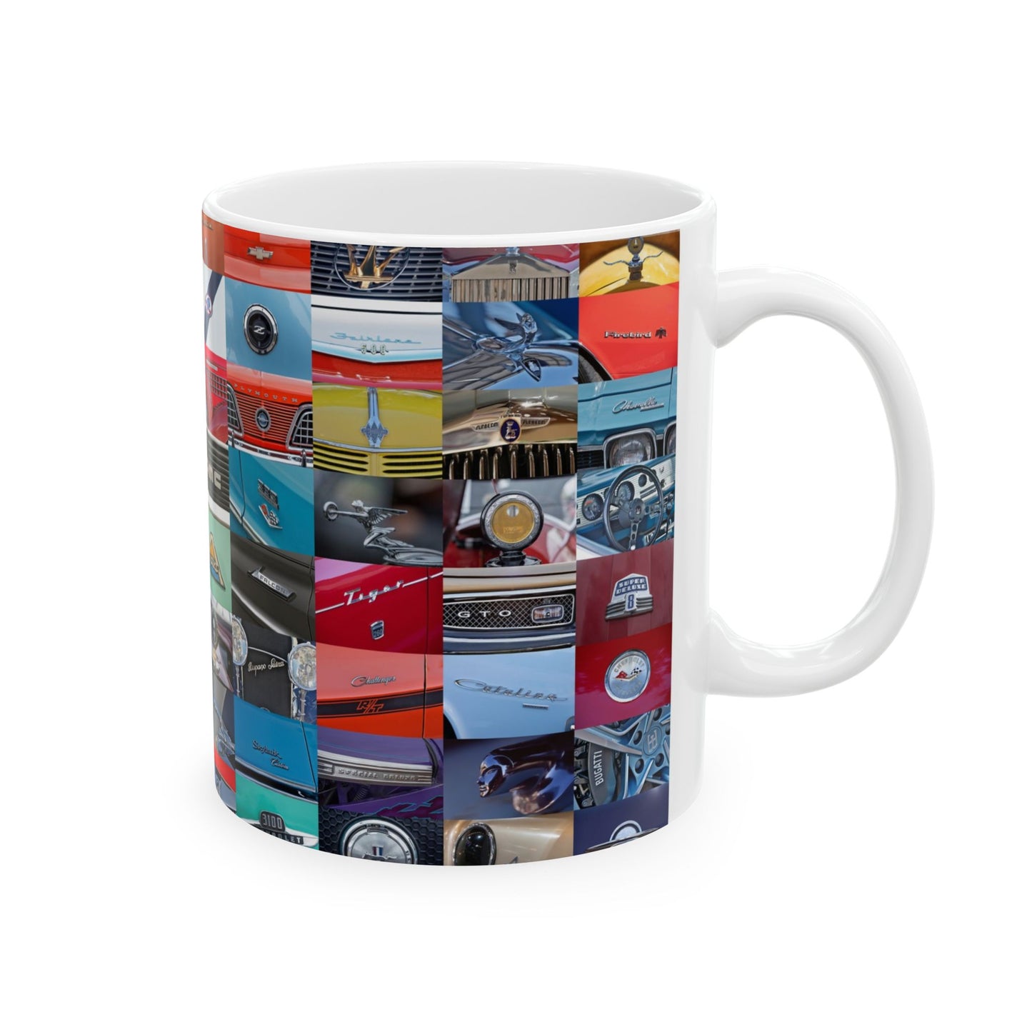 Vintage Car Logos Ceramic Mug, Classic Car Collector Gift, Retro Automobile Enthusiast Cup, Auto Lover Present, Gift for Car Buff, Garage