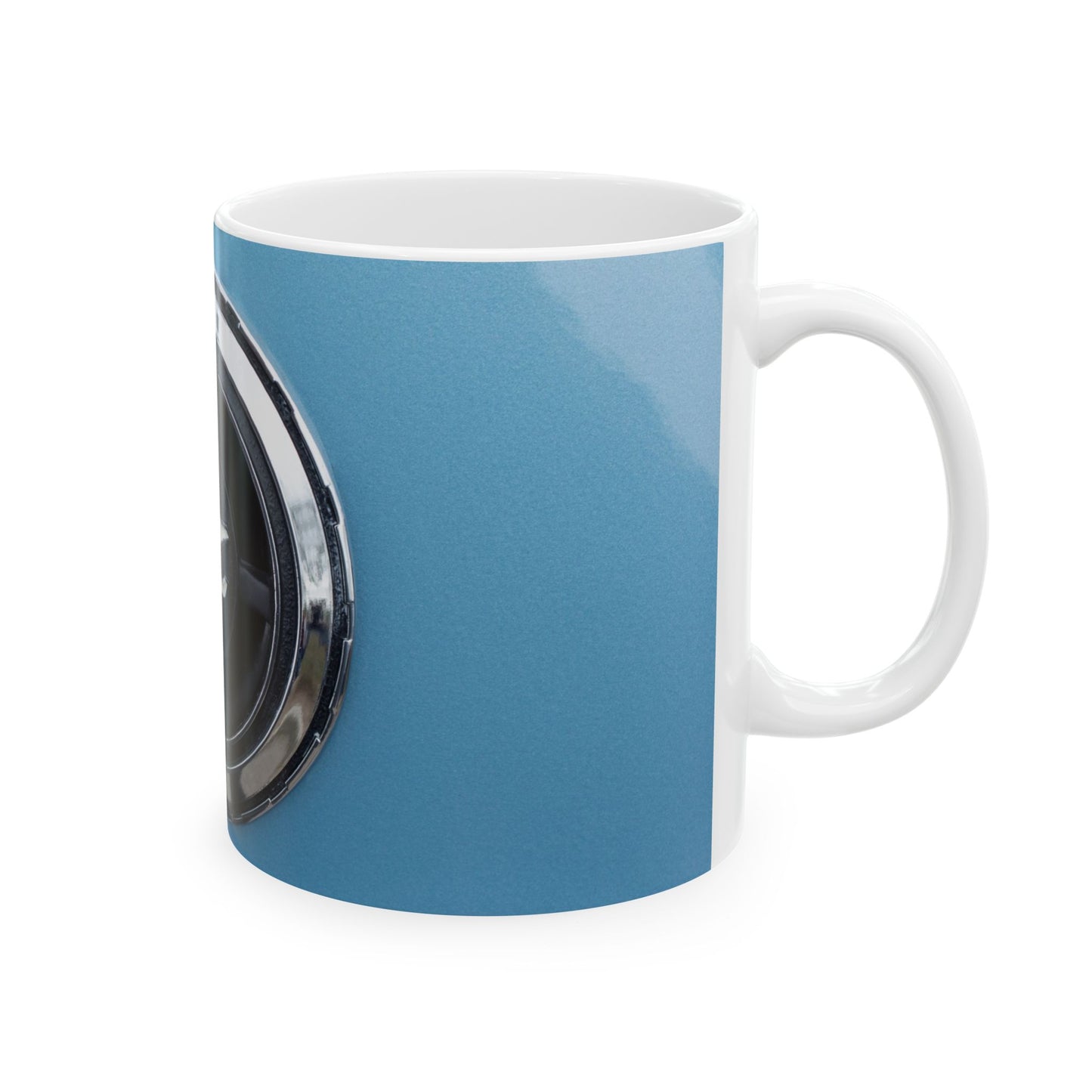 Datsun classic Z-car chrome logo for collectible auto 11 or 15oz cups or mugs.