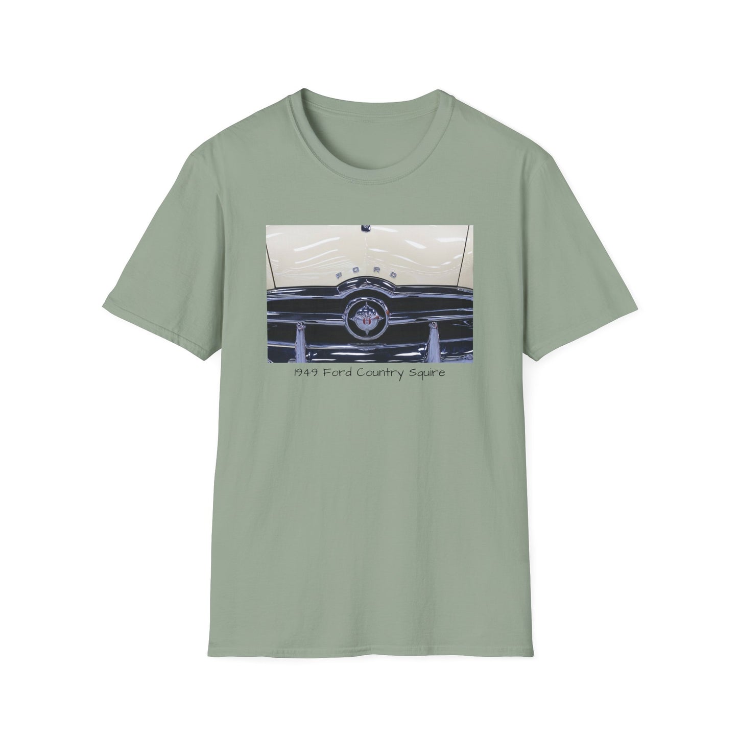 Vintage Car Grill Unisex Softstyle T-Shirt with 1949 Ford Country Squire Design