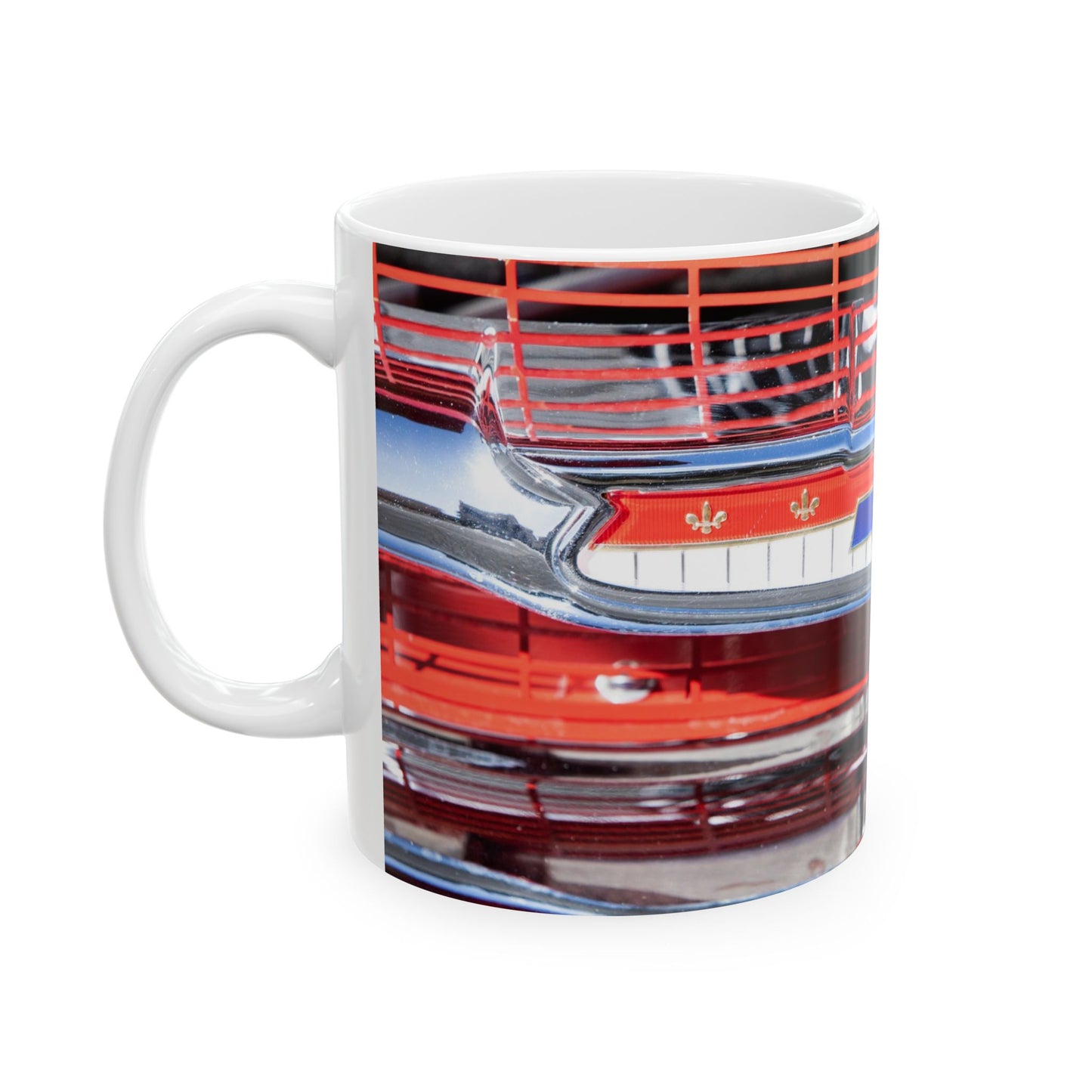 Chevrolet Classic Muscle Car Grill Badge Ornament on 11 or 15oz Ceramic Mugs Perfect for Your Favorite Gearhead Car Guy!