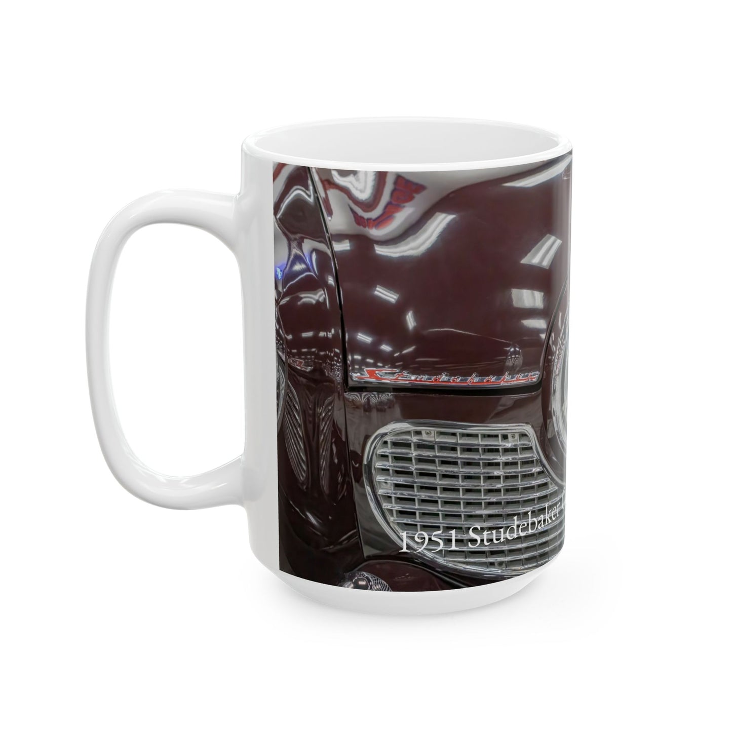 Vintage Classic Car Ceramic Mug, 1951 Studebaker Champion Starlight Sedan Grill Badge, Coffee Cup Gift Idea, Retro Auto Enthusiast Gift, ,