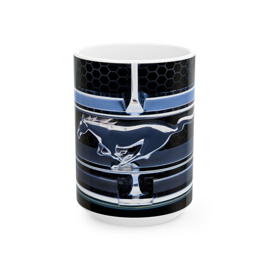 Vintage Ford Mustang Ceramic Mug, Classic Car Horse Coffee Cup, Retro Car Lover Gift, Car Enthusiast Mug, Collectible Vehicle Tea Mug,