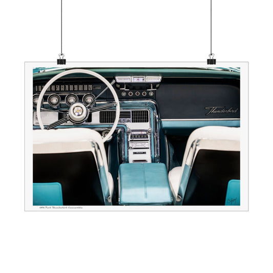 Vintage Car Matte Posters, 1964 Ford Thunderbird Interior Art Print, Wall Decor, Gift for Car Enthusiasts, Classic Car Poster, Retro