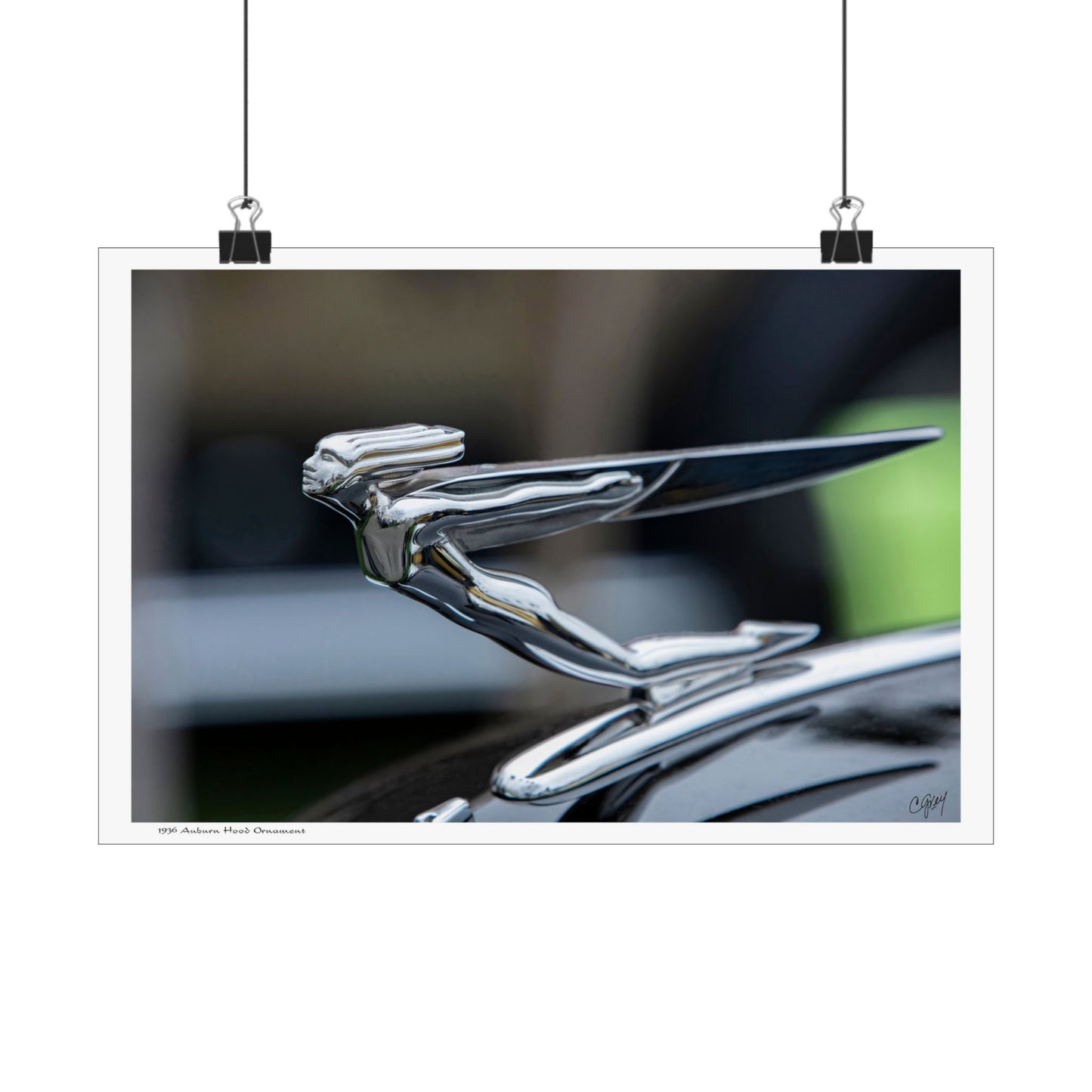 1936 Auburn Classic Car Hood Ornament Poster, Classic Car Decor, Auto Enthusiast Art, Matte Horizontal Wall Art, Gift for Car Lovers,