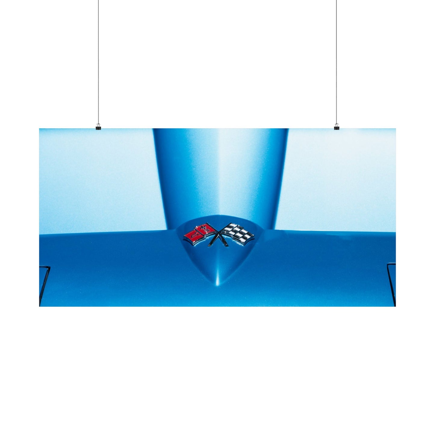 Chevrolet Corvette Stingray classic muscle car logo emblem badge hood ornament for car guys and car lovers man cave or garage art.