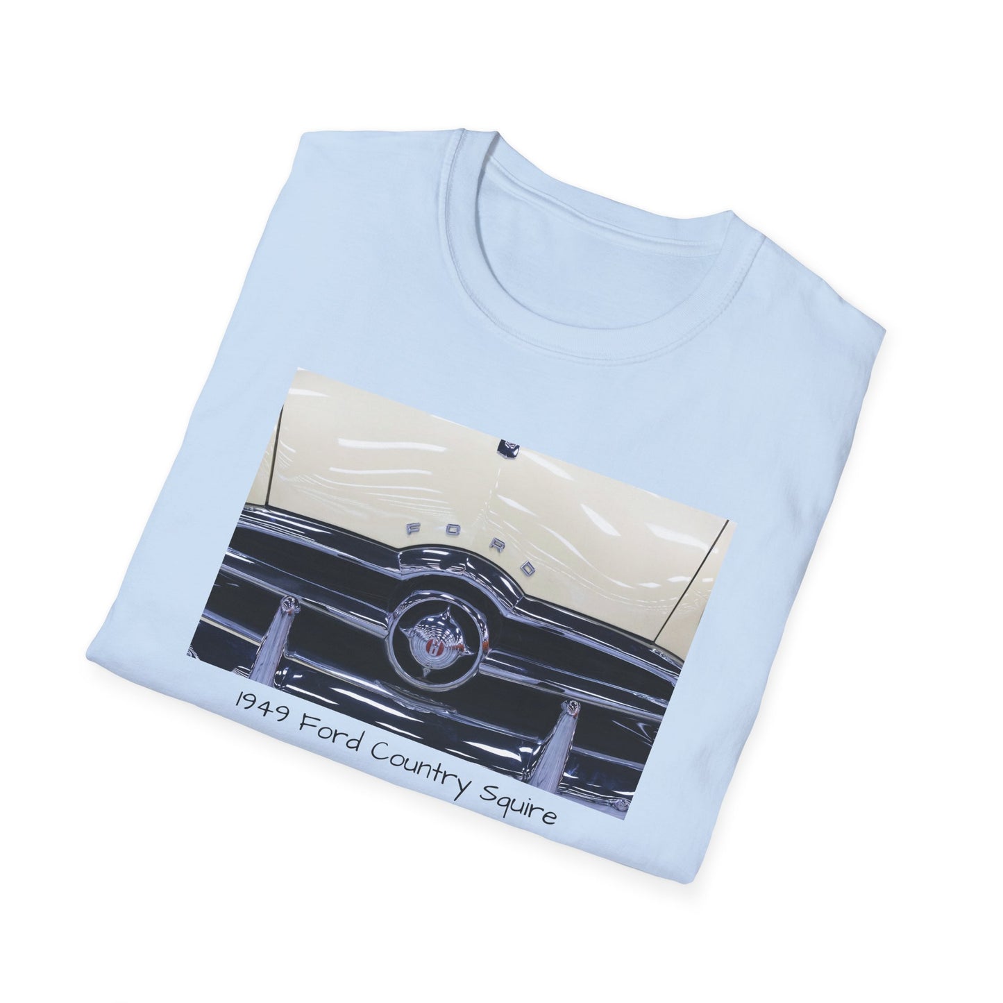 Vintage Car Grill Unisex Softstyle T-Shirt with 1949 Ford Country Squire Design