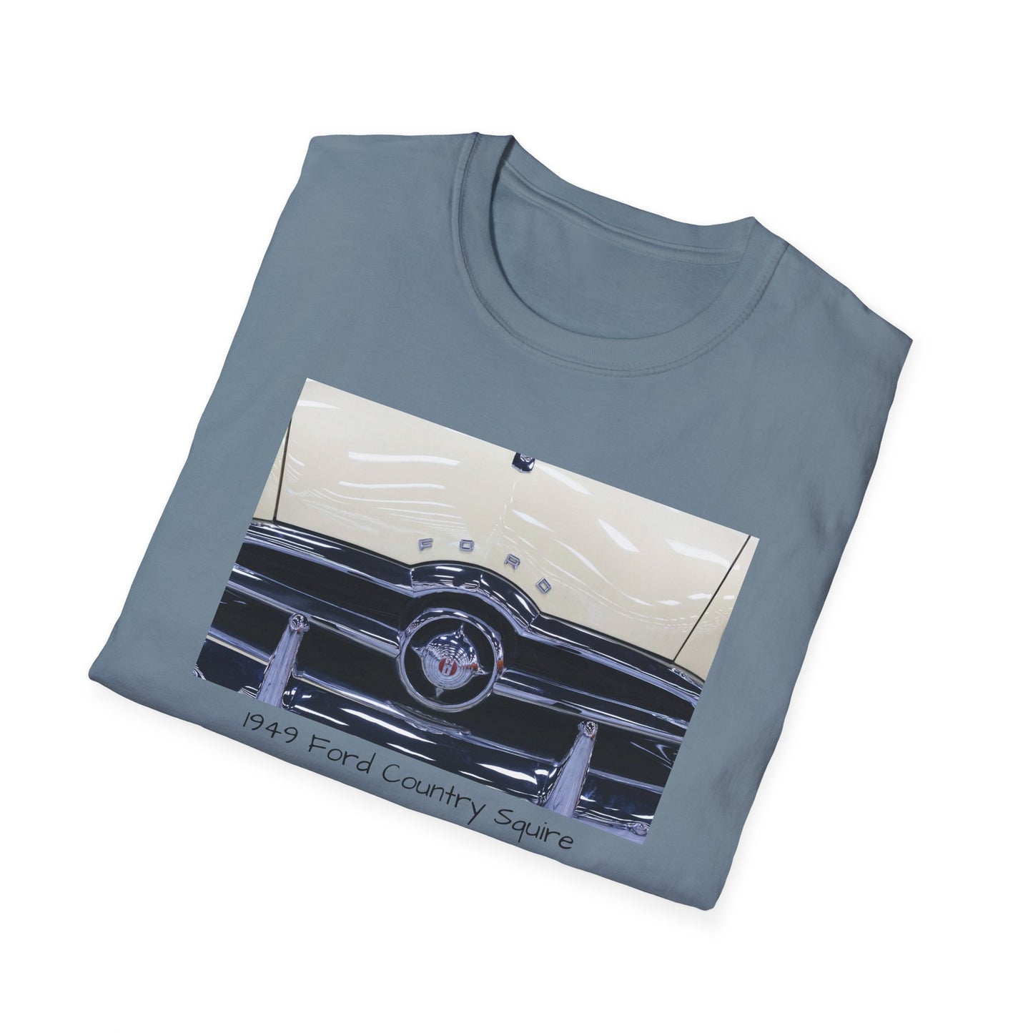 Vintage Car Grill Unisex Softstyle T-Shirt with 1949 Ford Country Squire Design
