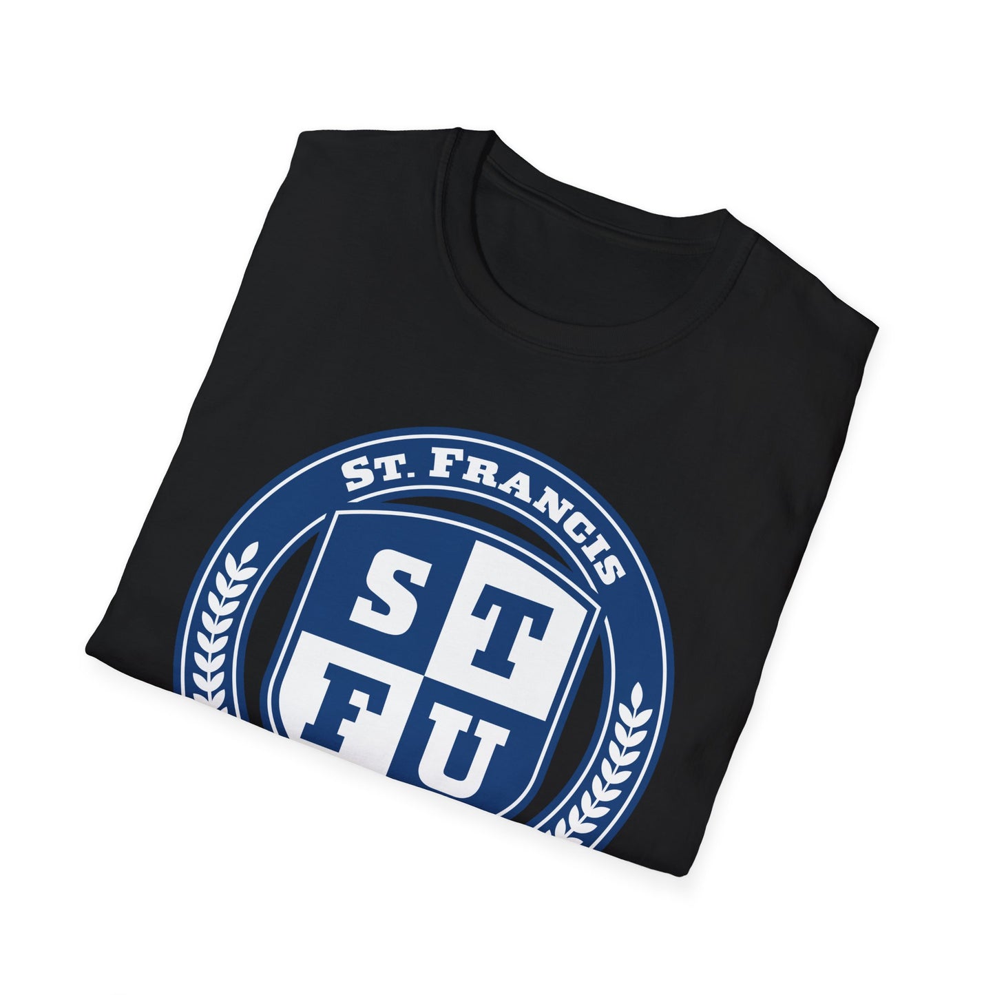 STFU St. Francis University Fictional Crest Plays on Contemporary T-Shirt Abbreviation and Adornment