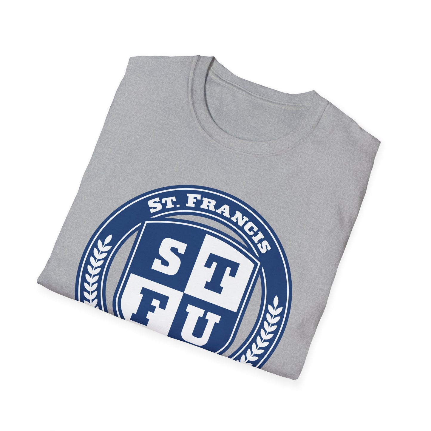 STFU St. Francis University Fictional Crest Plays on Contemporary T-Shirt Abbreviation and Adornment