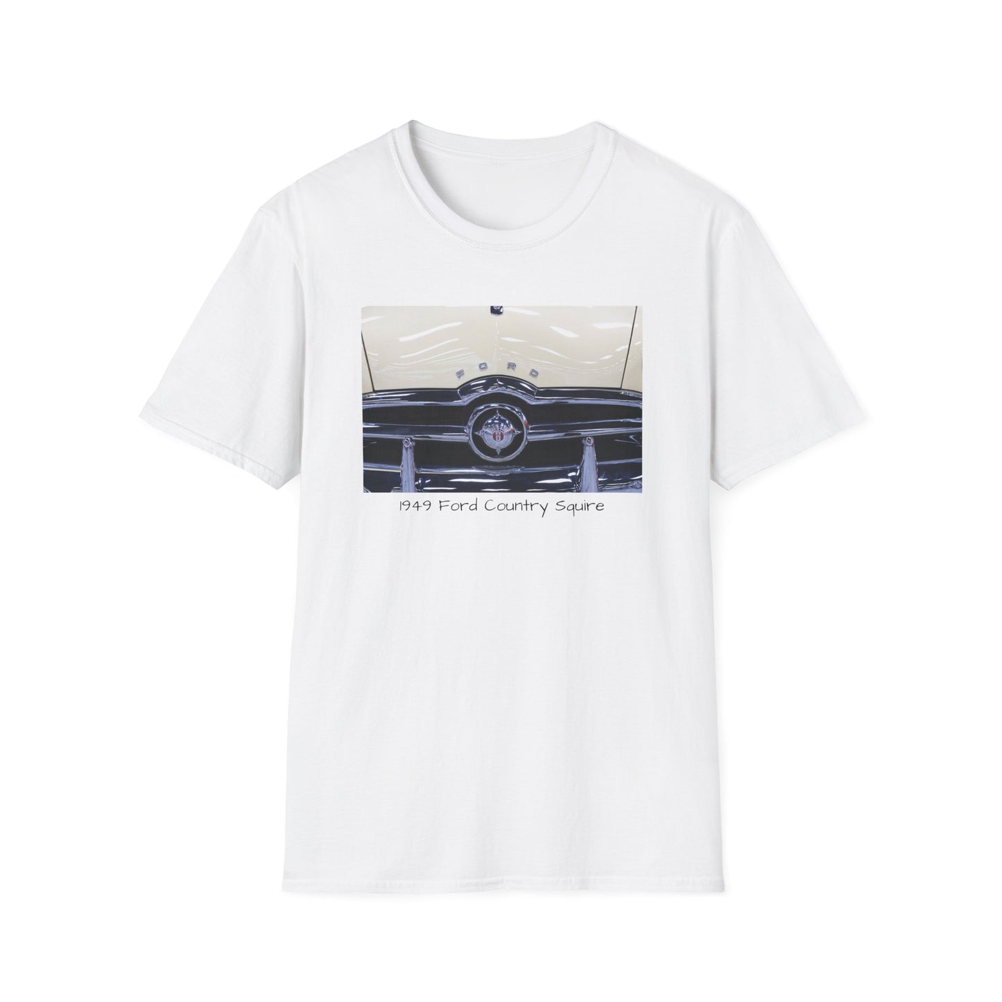 Vintage Car Grill Unisex Softstyle T-Shirt with 1949 Ford Country Squire Design