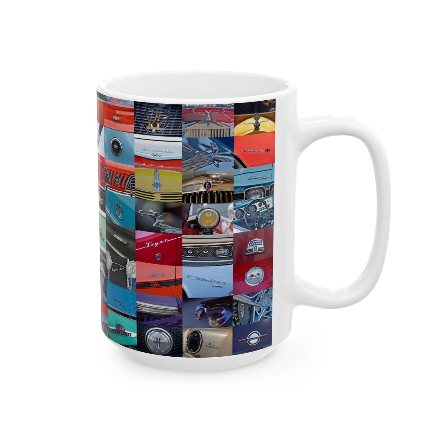 Vintage Car Logos Ceramic Mug, Classic Car Collector Gift, Retro Automobile Enthusiast Cup, Auto Lover Present, Gift for Car Buff, Garage