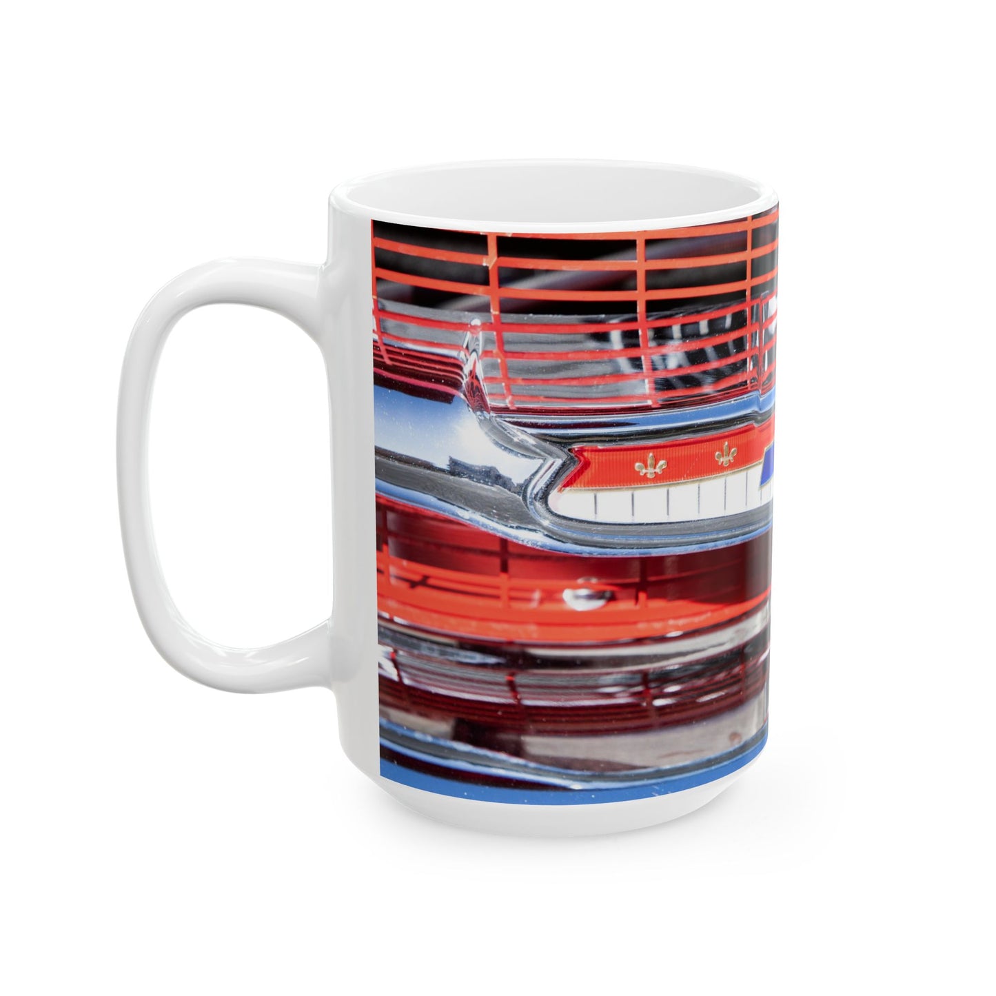 Chevrolet Classic Muscle Car Grill Badge Ornament on 11 or 15oz Ceramic Mugs Perfect for Your Favorite Gearhead Car Guy!