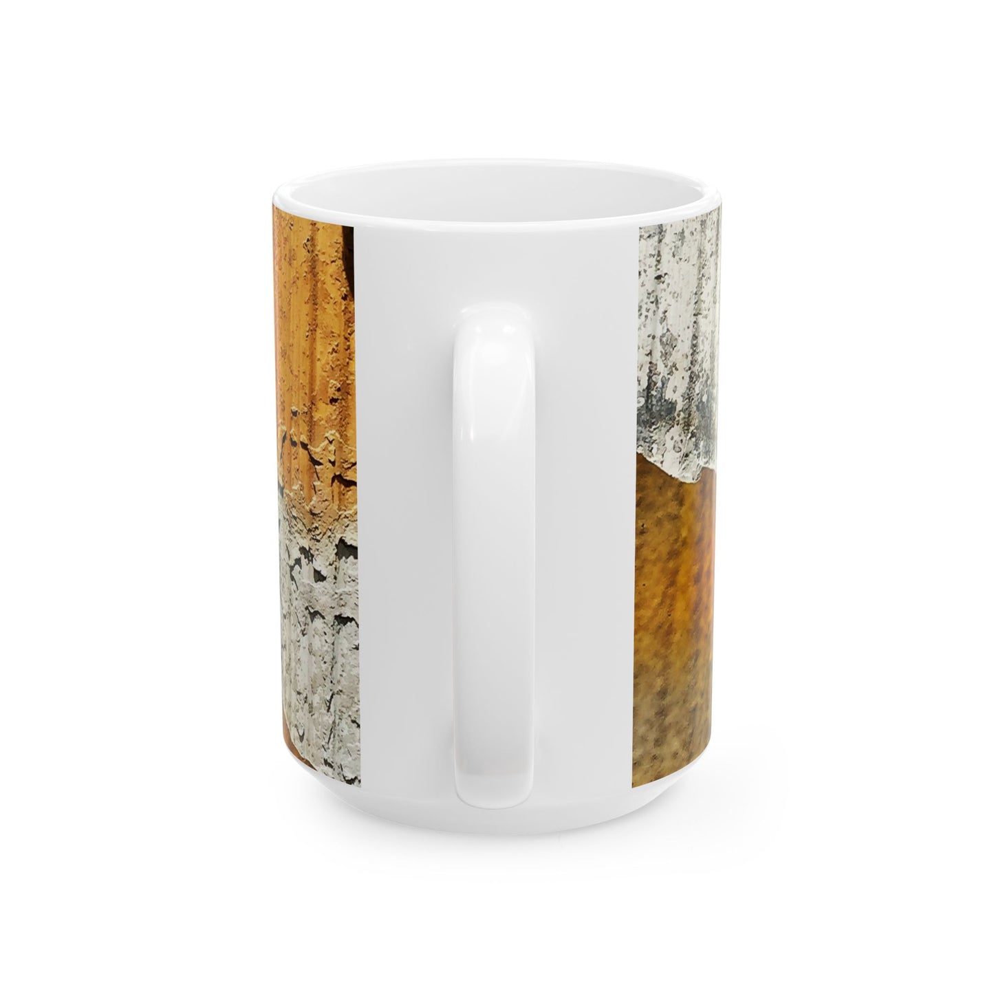 Textured paint on old metal design ceramic mug, (11oz, 15oz)