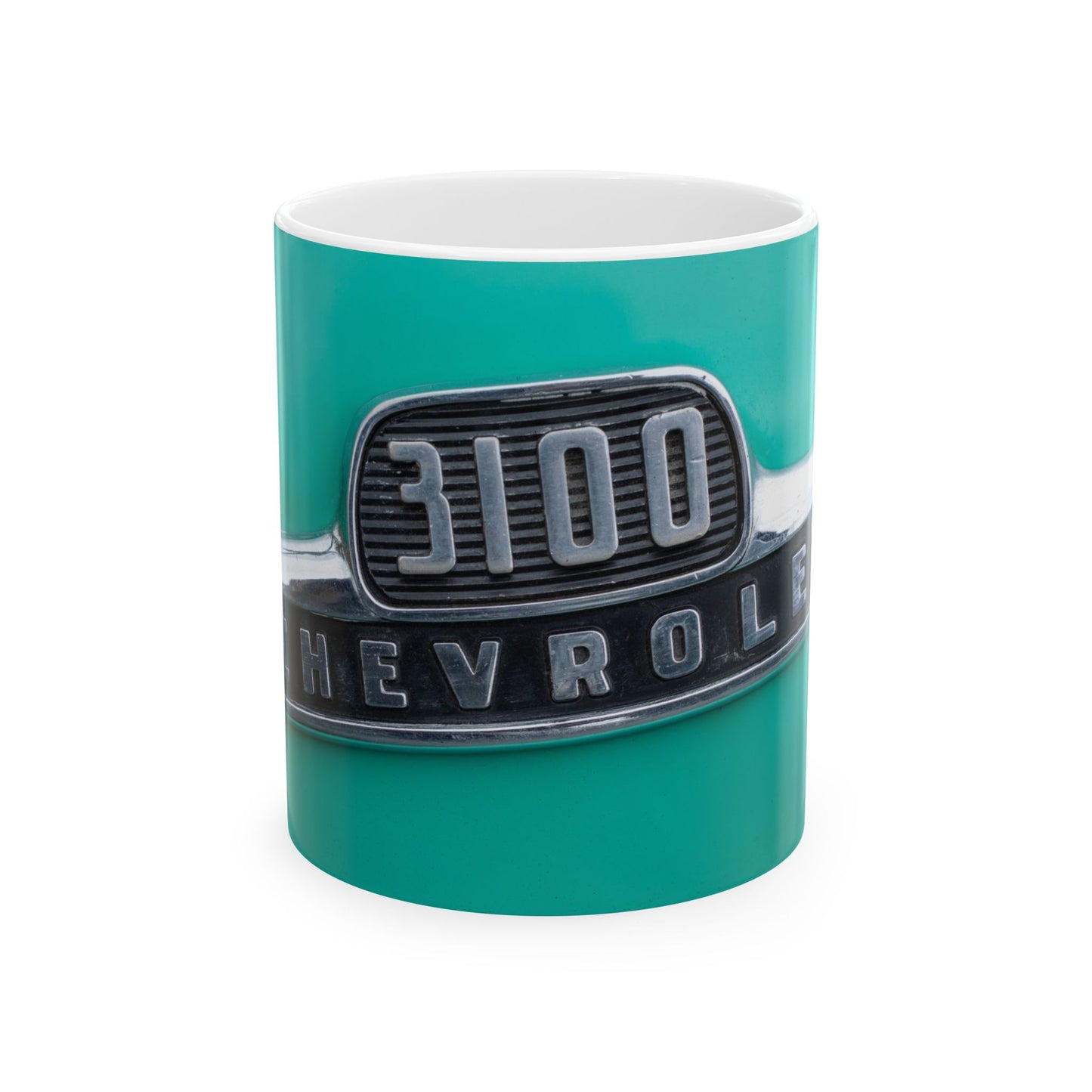 Chevrolet 3100 pickup truck classic car chrome logo for 11 or 15oz cups or mugs.