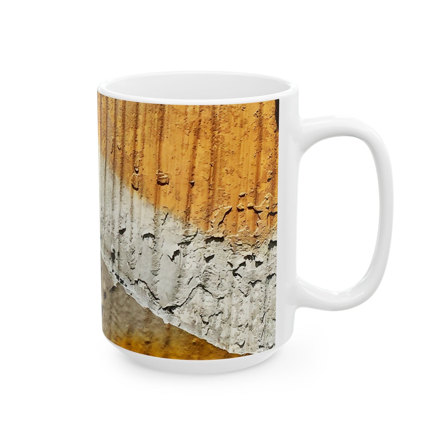 Textured paint on old metal design ceramic mug, (11oz, 15oz)
