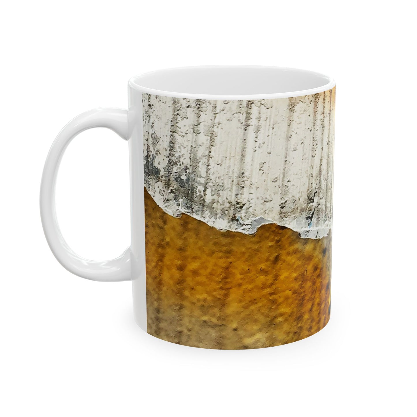 Textured paint on old metal design ceramic mug, (11oz, 15oz)