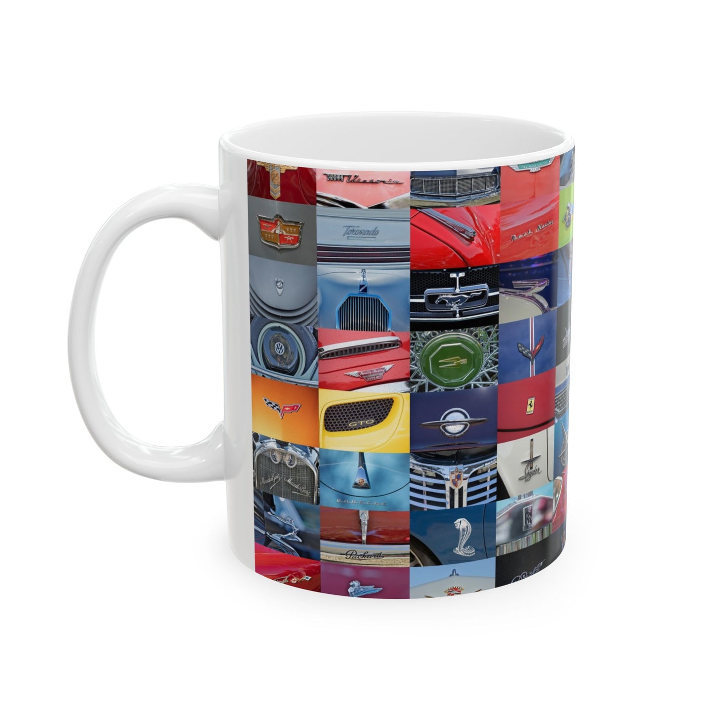 Vintage Car Logos Ceramic Mug, Classic Car Collector Gift, Retro Automobile Enthusiast Cup, Auto Lover Present, Gift for Car Buff, Garage