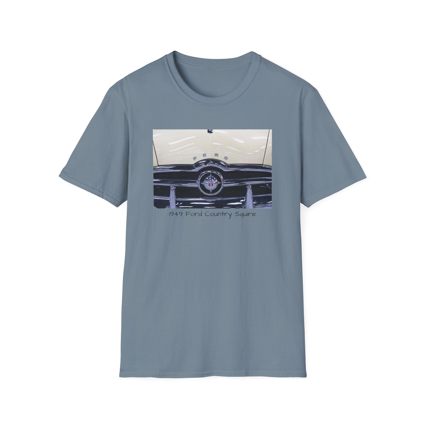 Vintage Car Grill Unisex Softstyle T-Shirt with 1949 Ford Country Squire Design