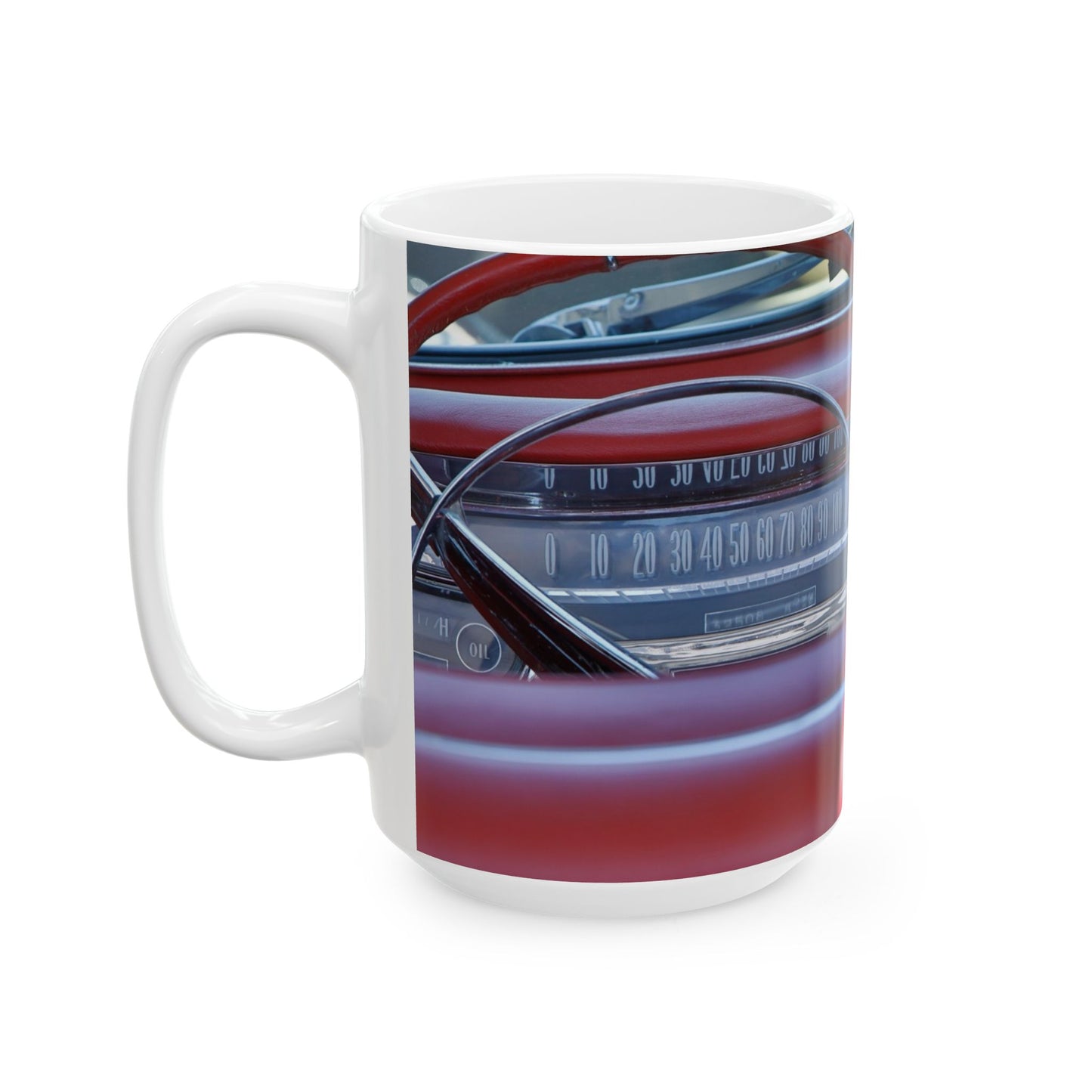 Vintage Crown Victoria classic car dashboard, looking good for 11 of 15oz beverage mugs.