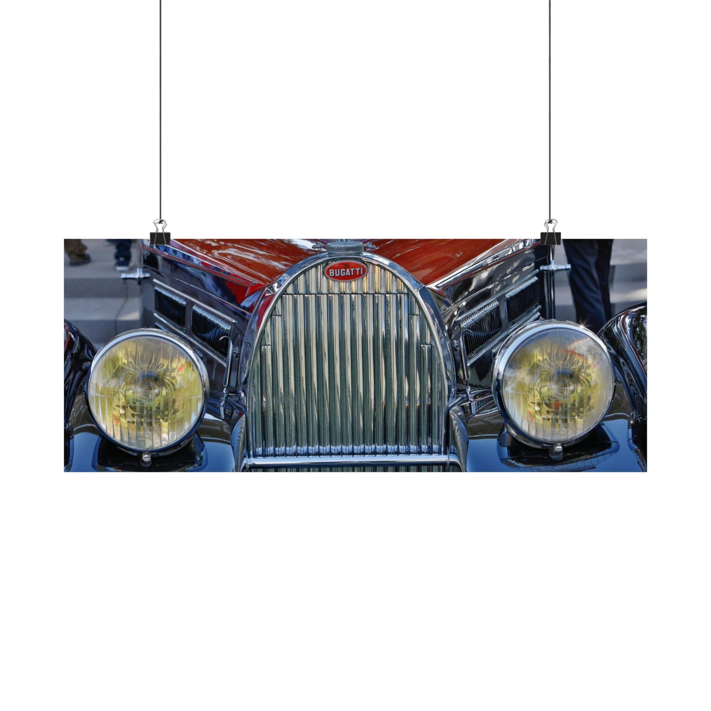 1939 Bugatti Type 57C Atalante Classic Car Chrome Grill, Badge Emblem Logo, Massive Headlamps Looks Great as a Matte Horizontal Poster!