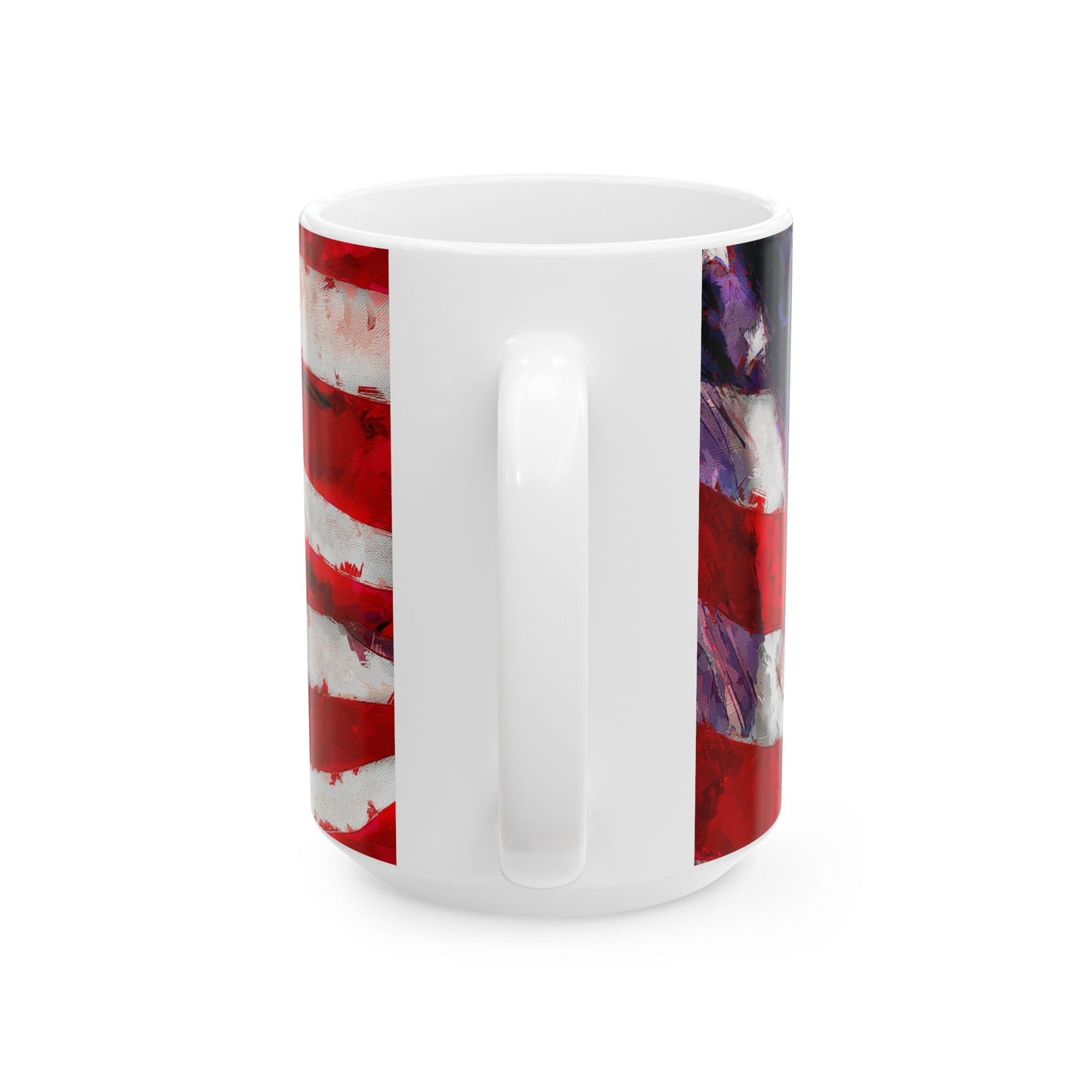 Long May It Wave patriotic American flag painting for ceramic mugs. (11oz, 15oz)