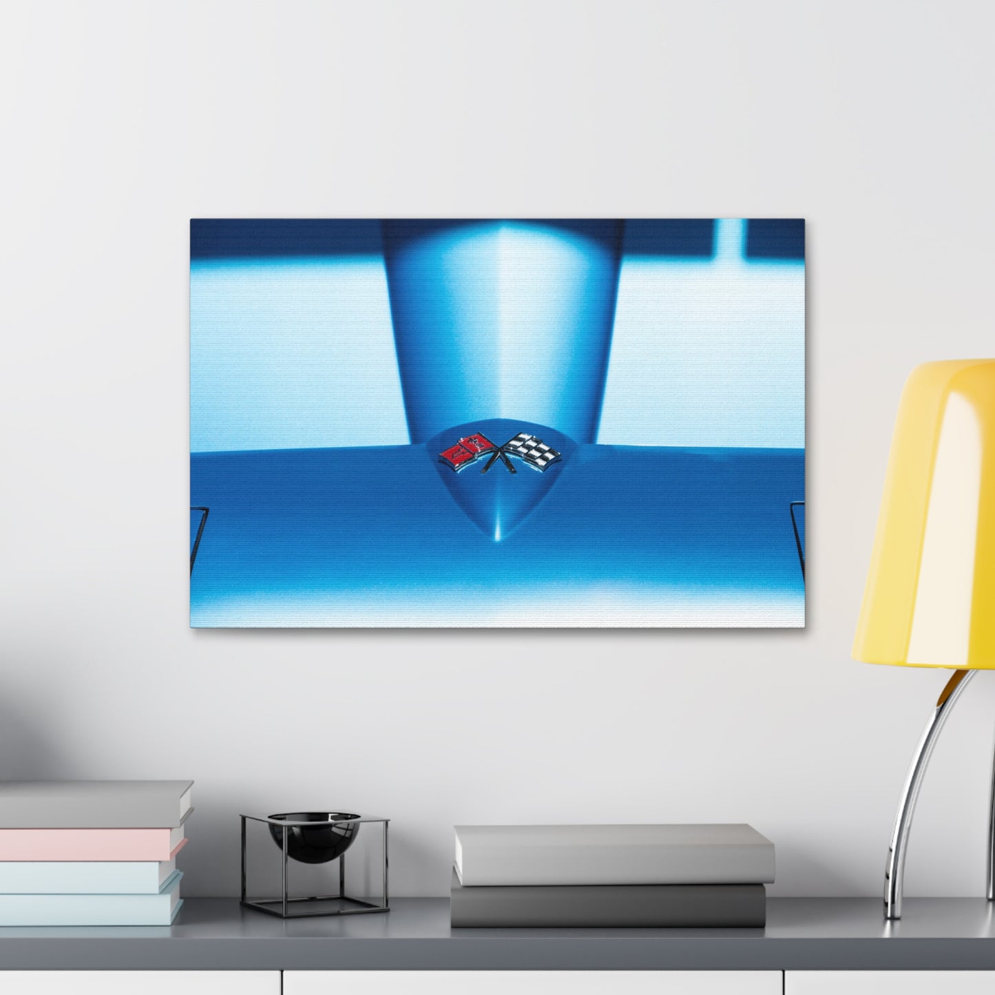 Chevrolet Corvette Stingray classic car logo emblem perfect art gift for car guy's man cave or garage.