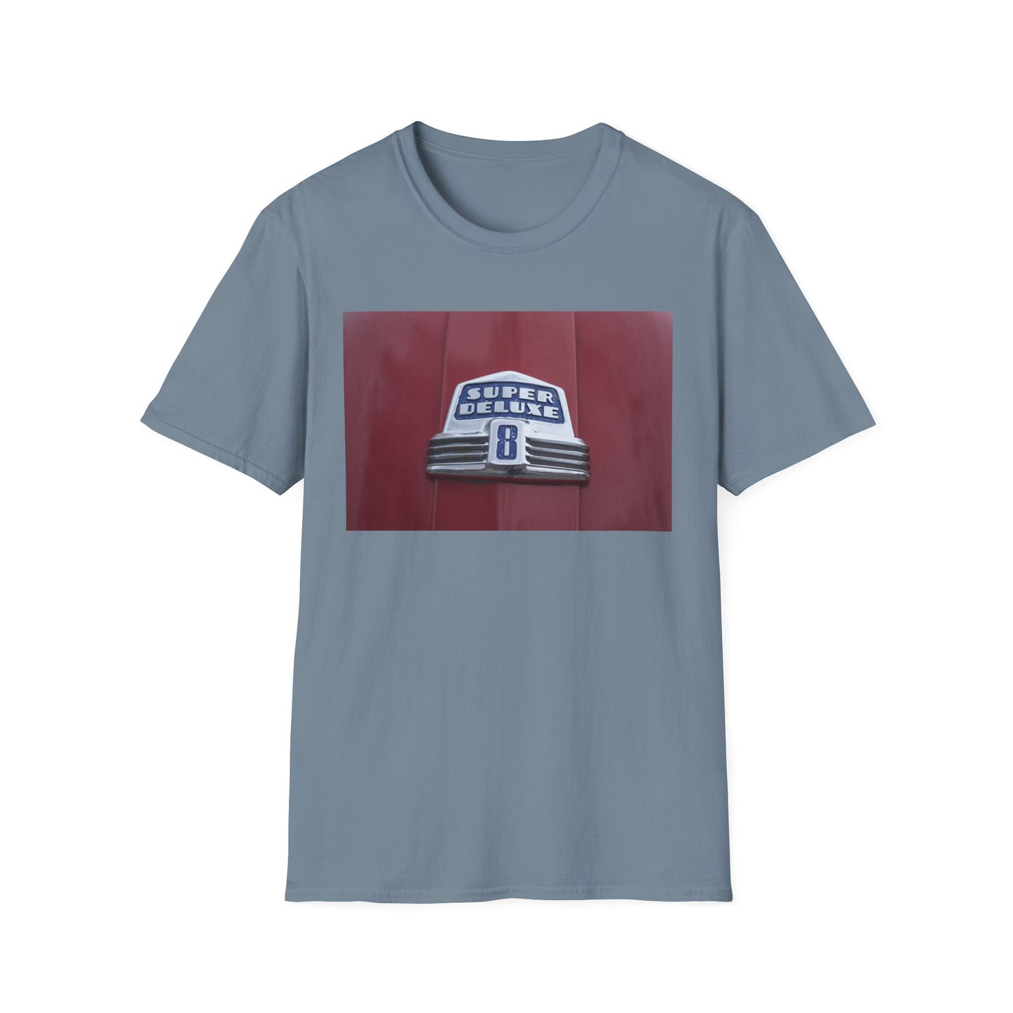 Buick Super Deluxe Classic Car Logo. Eight Cylinder Designation with Chrome Trim.