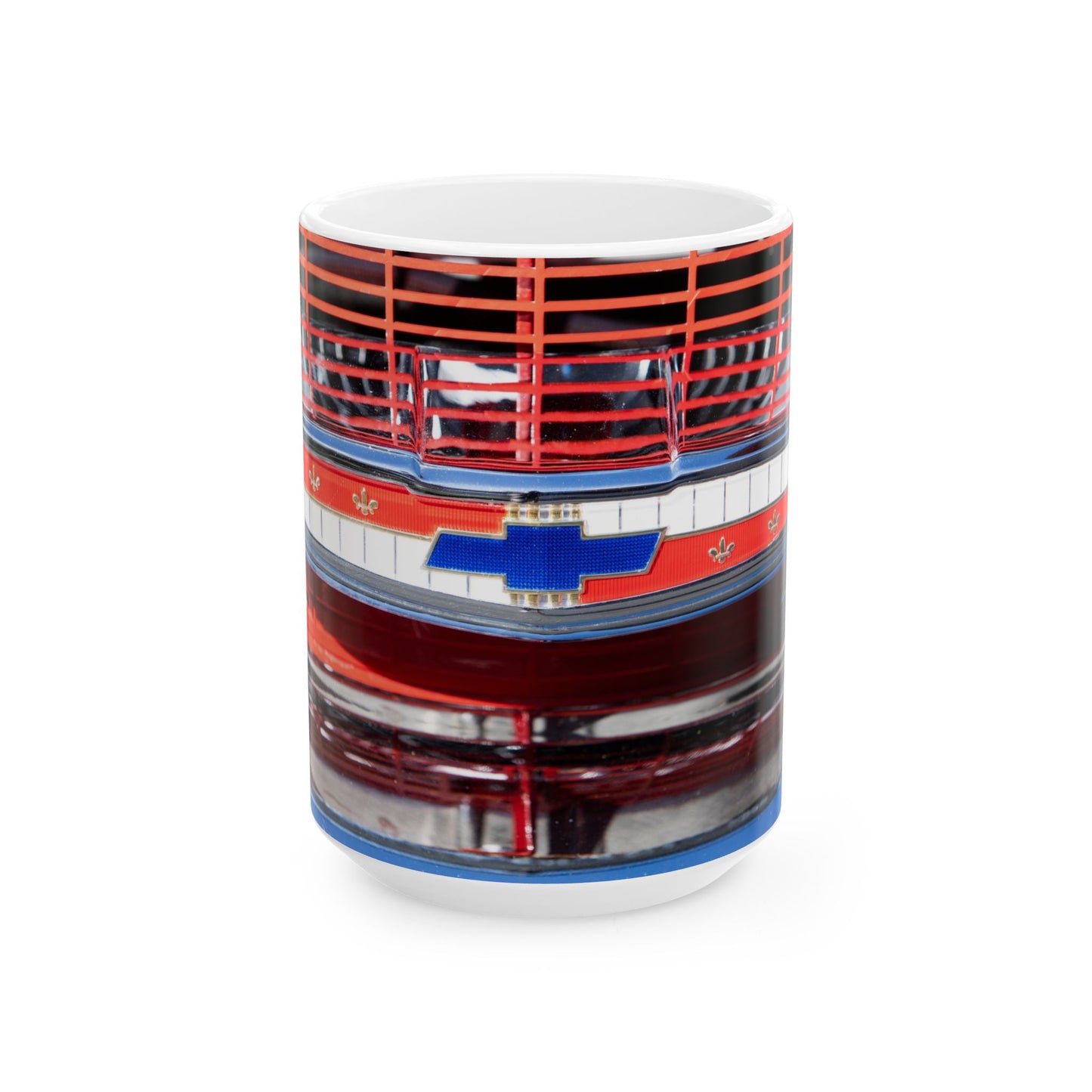 Chevrolet Classic Muscle Car Grill Badge Ornament on 11 or 15oz Ceramic Mugs Perfect for Your Favorite Gearhead Car Guy!