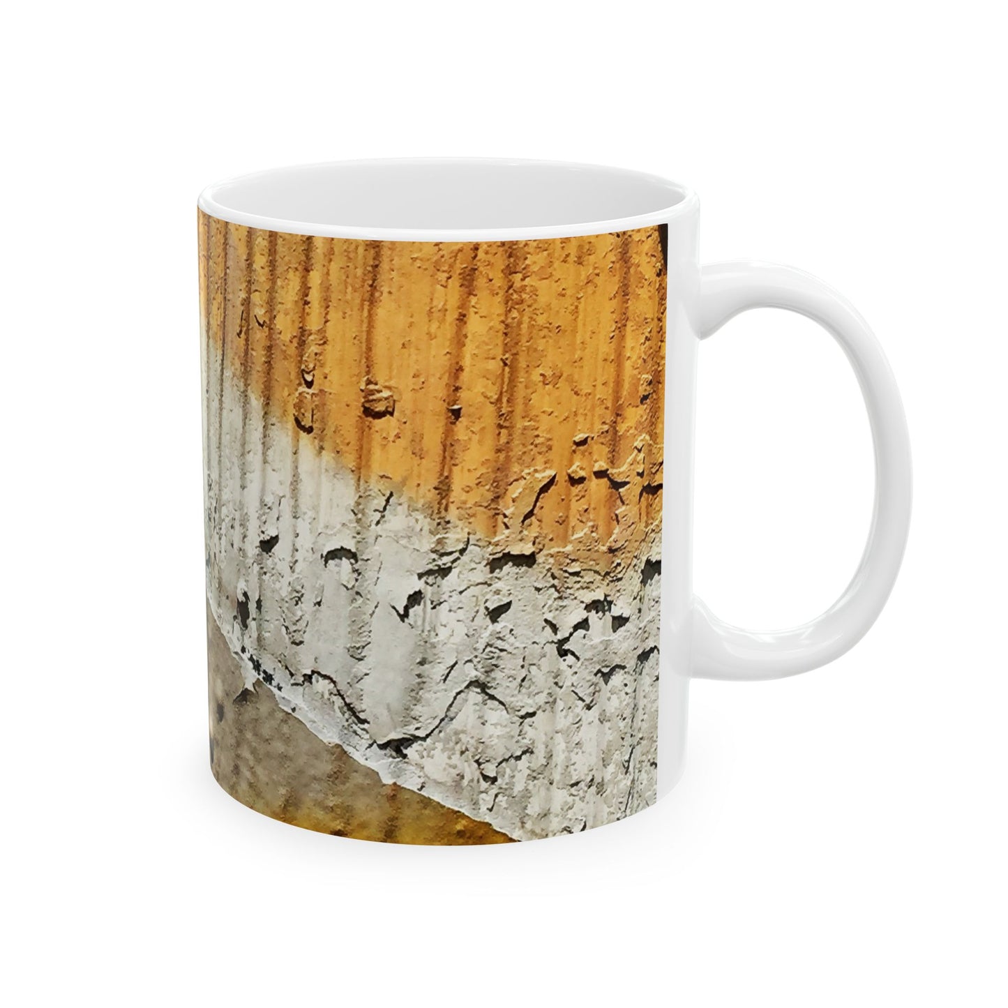 Textured paint on old metal design ceramic mug, (11oz, 15oz)
