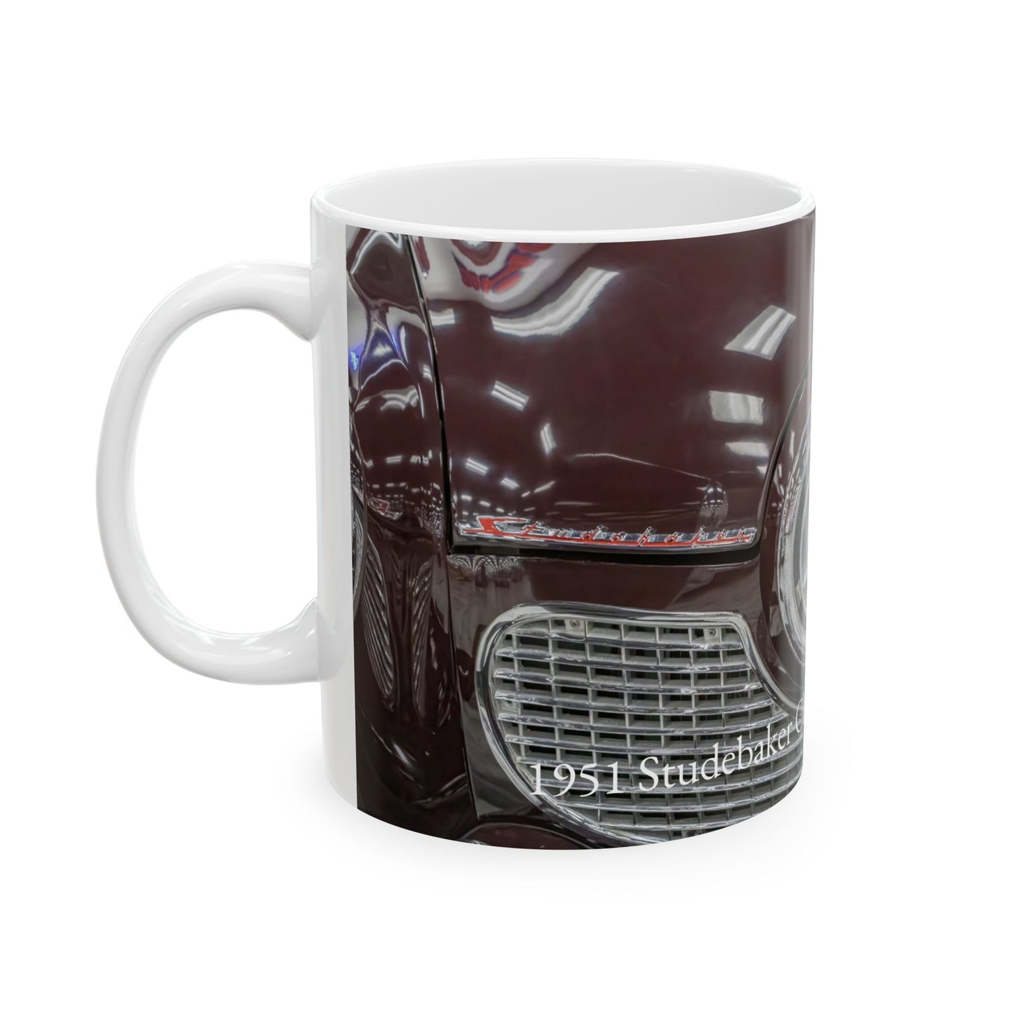 Vintage Classic Car Ceramic Mug, 1951 Studebaker Champion Starlight Sedan Grill Badge, Coffee Cup Gift Idea, Retro Auto Enthusiast Gift, ,
