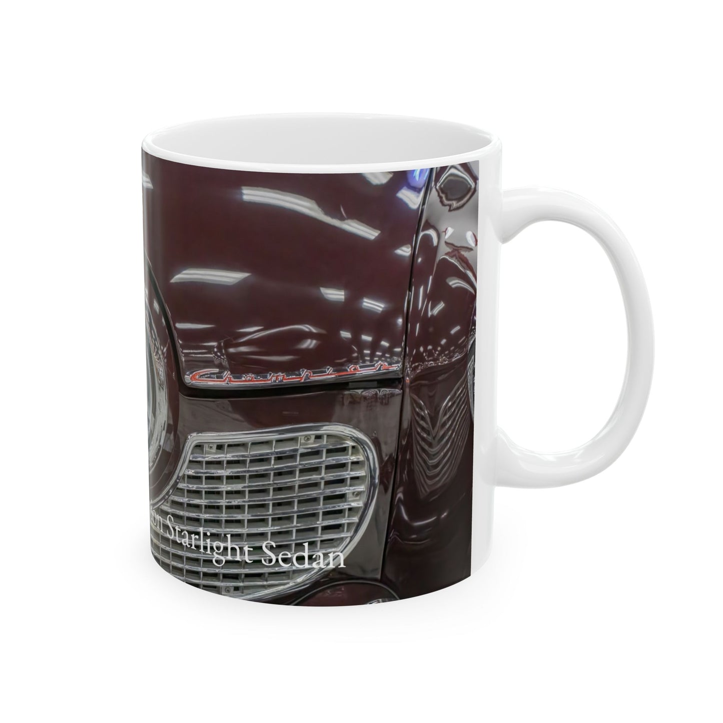 Vintage Classic Car Ceramic Mug, 1951 Studebaker Champion Starlight Sedan Grill Badge, Coffee Cup Gift Idea, Retro Auto Enthusiast Gift, ,