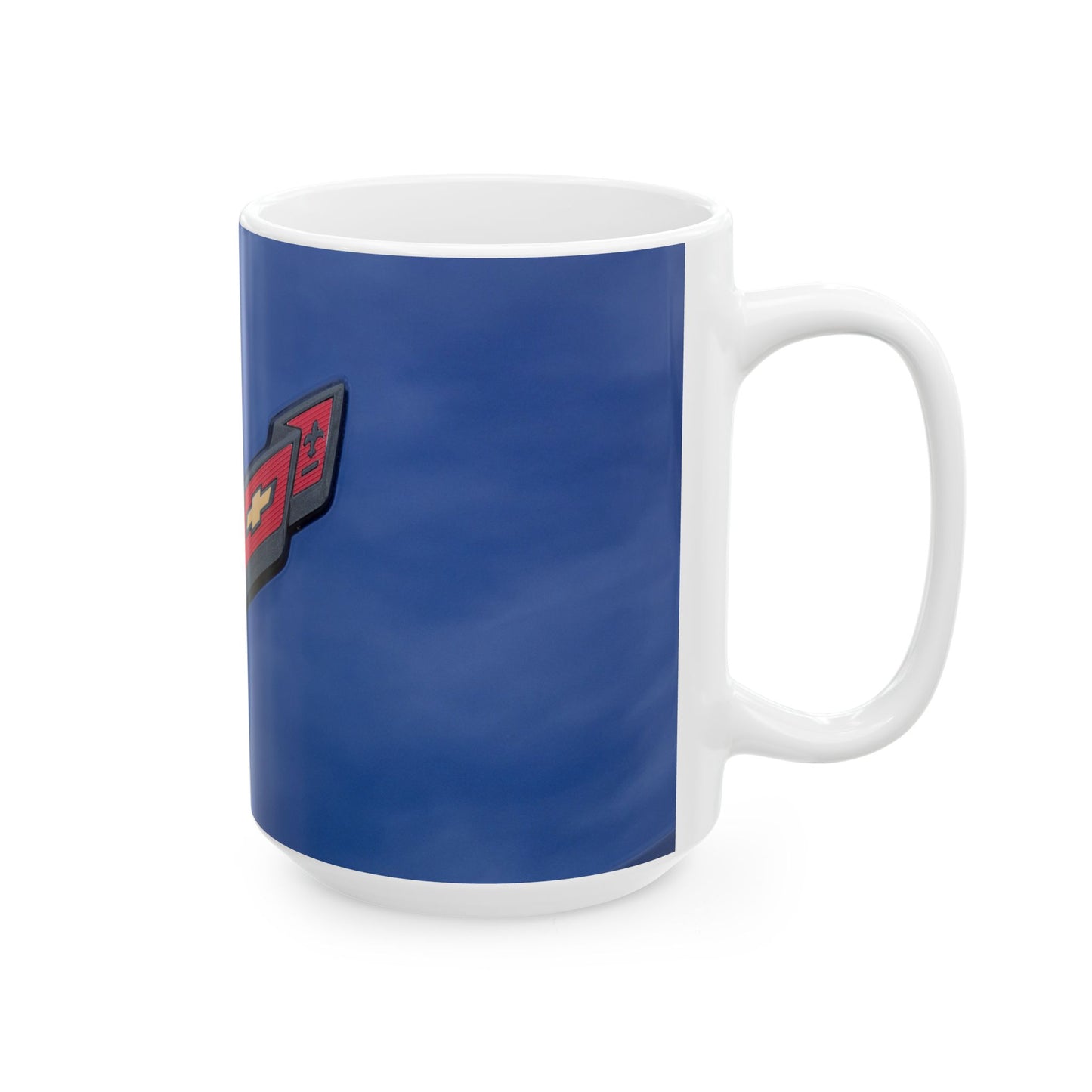 Chevrolet Corvette car logo blue for 11 or 15oz ceramic mugs.