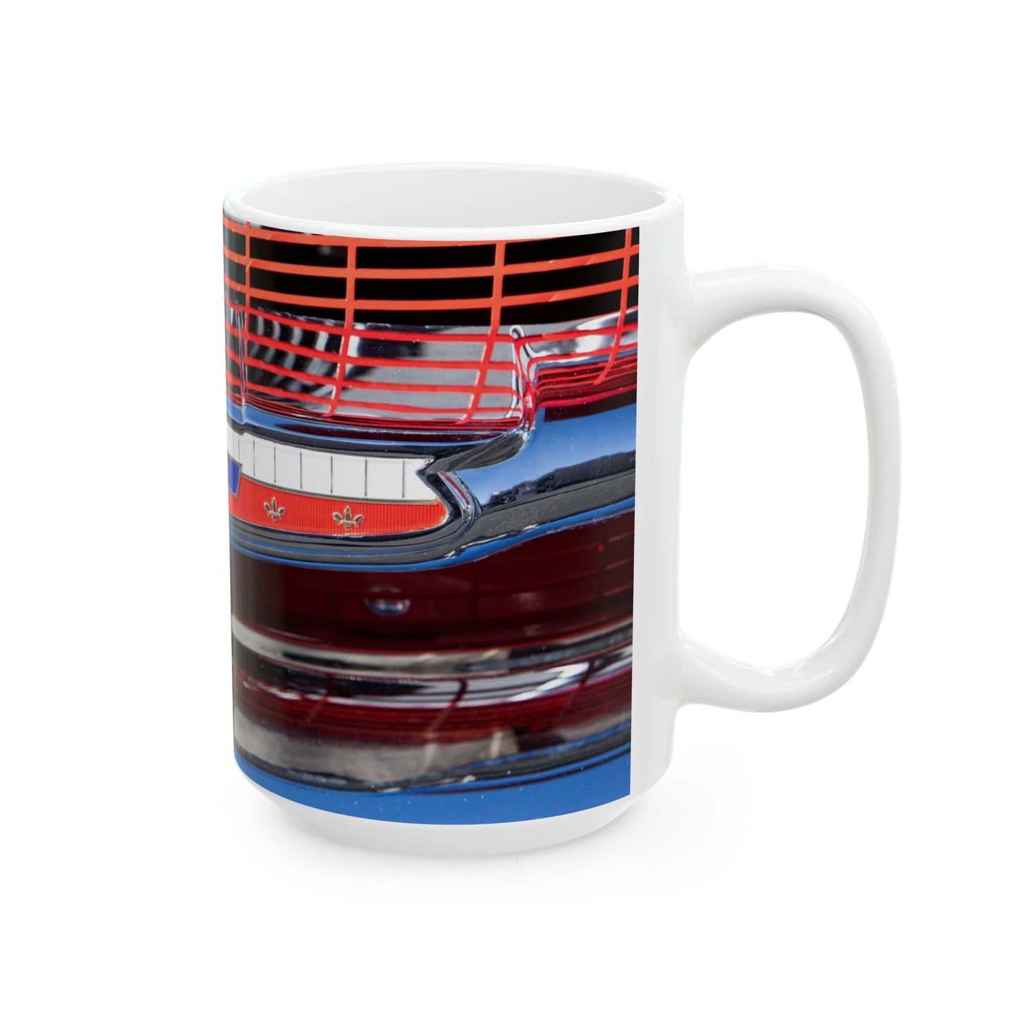 Chevrolet Classic Muscle Car Grill Badge Ornament on 11 or 15oz Ceramic Mugs Perfect for Your Favorite Gearhead Car Guy!