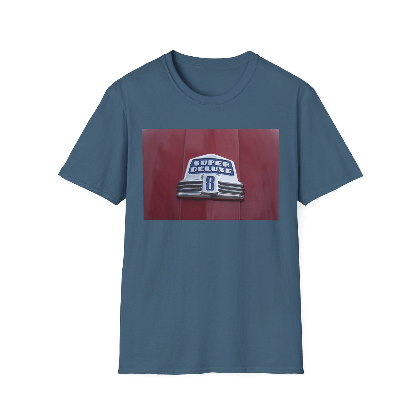 Buick Super Deluxe Classic Car Logo. Eight Cylinder Designation with Chrome Trim.