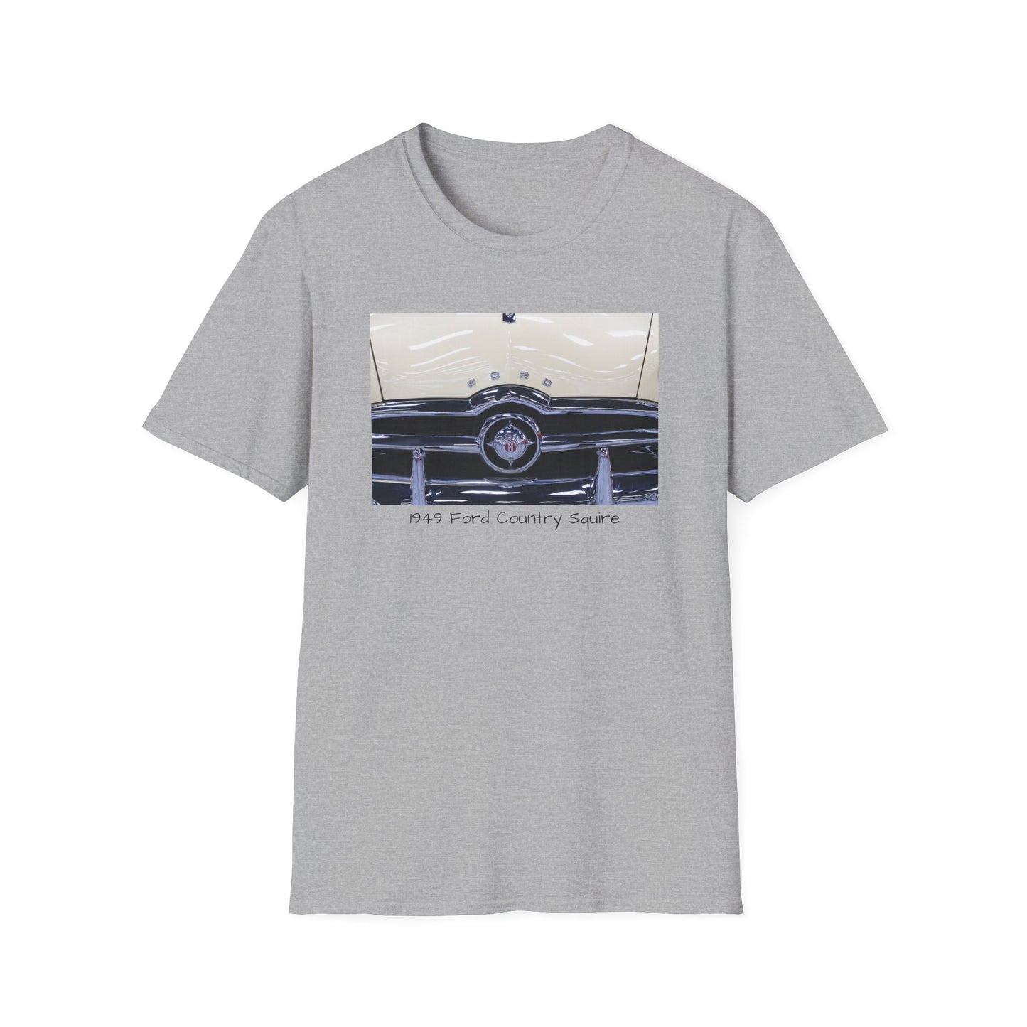 Vintage Car Grill Unisex Softstyle T-Shirt with 1949 Ford Country Squire Design