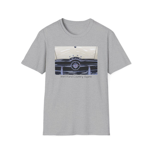 Vintage Car Grill Unisex Softstyle T-Shirt with 1949 Ford Country Squire Design