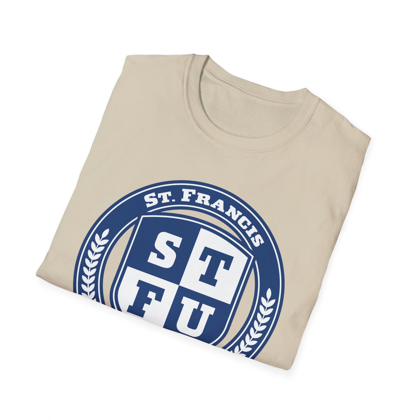 STFU St. Francis University Fictional Crest Plays on Contemporary T-Shirt Abbreviation and Adornment