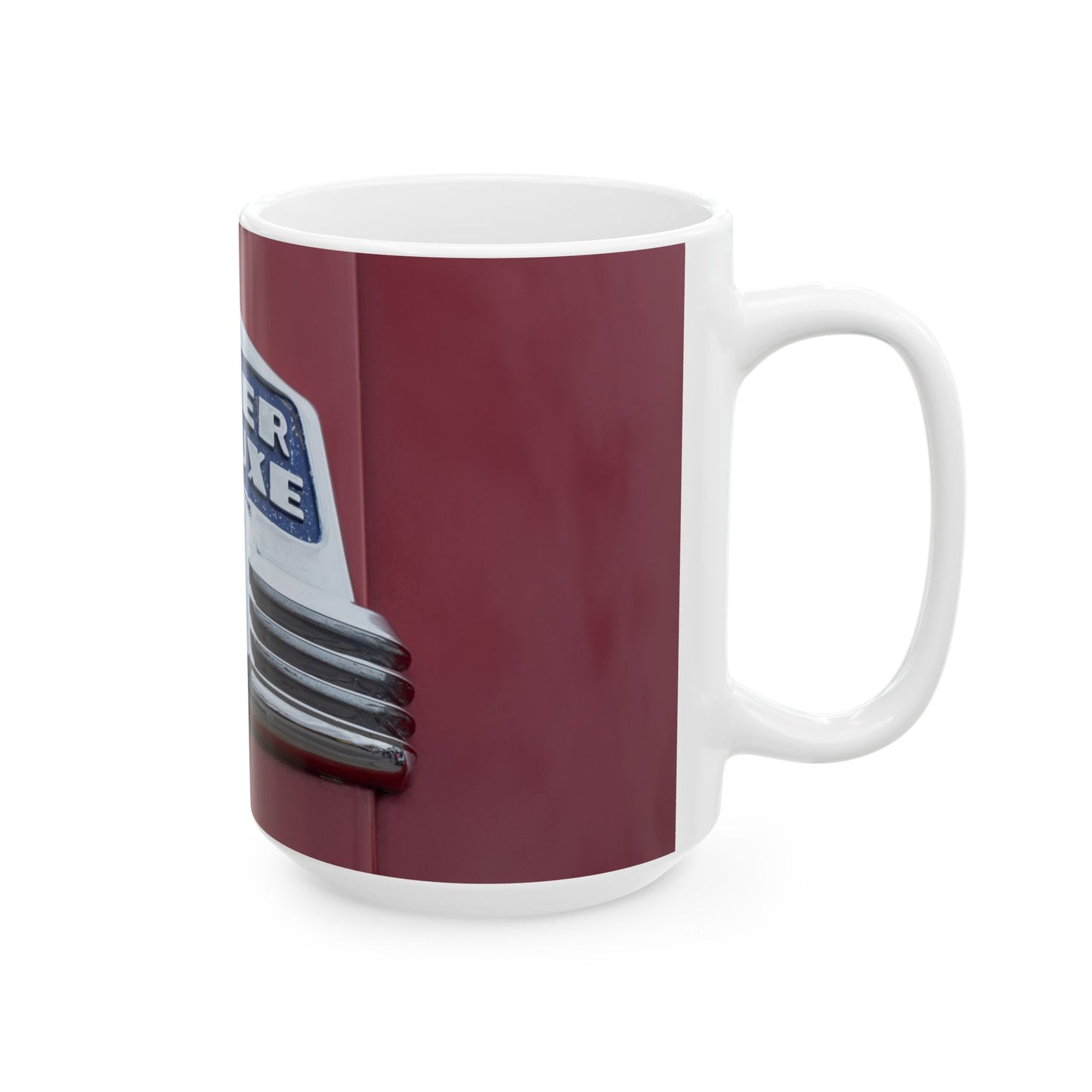 Buick Super Deluxe 8 cylinder classic car chrome logo for 11 or 15oz cups or mugs.