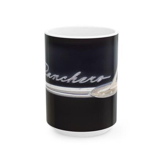 Ford Ranchero logo and insignia, gorgeous in chrome and ready for 11 or 15oz mugs.