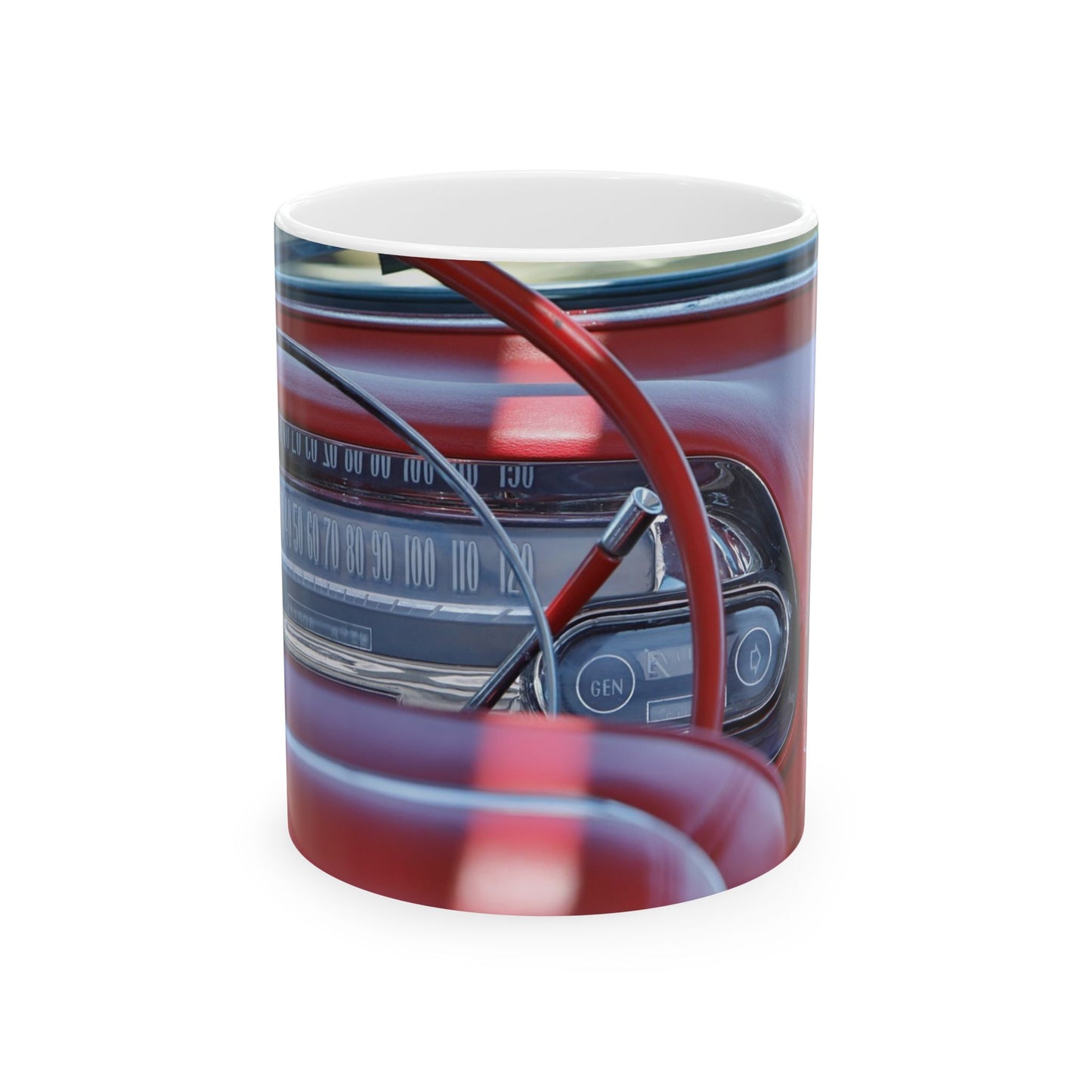 Vintage Crown Victoria classic car dashboard, looking good for 11 of 15oz beverage mugs.