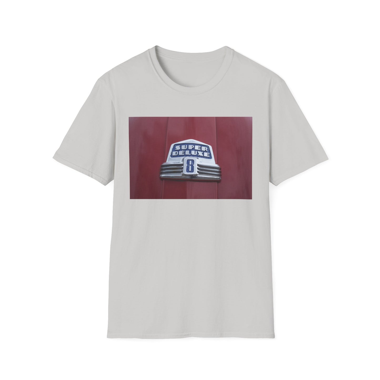 Buick Super Deluxe Classic Car Logo. Eight Cylinder Designation with Chrome Trim.