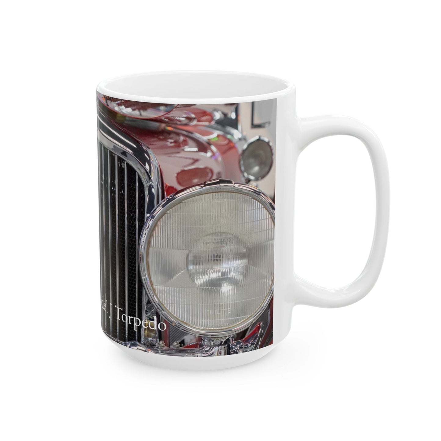 Vintage Car Ceramic Mug, 1930 Duesenberg Model J Torpedo grill and headlights, Coffee Cup, Tea Mug, Gift for Car Enthusiasts, Classic Car